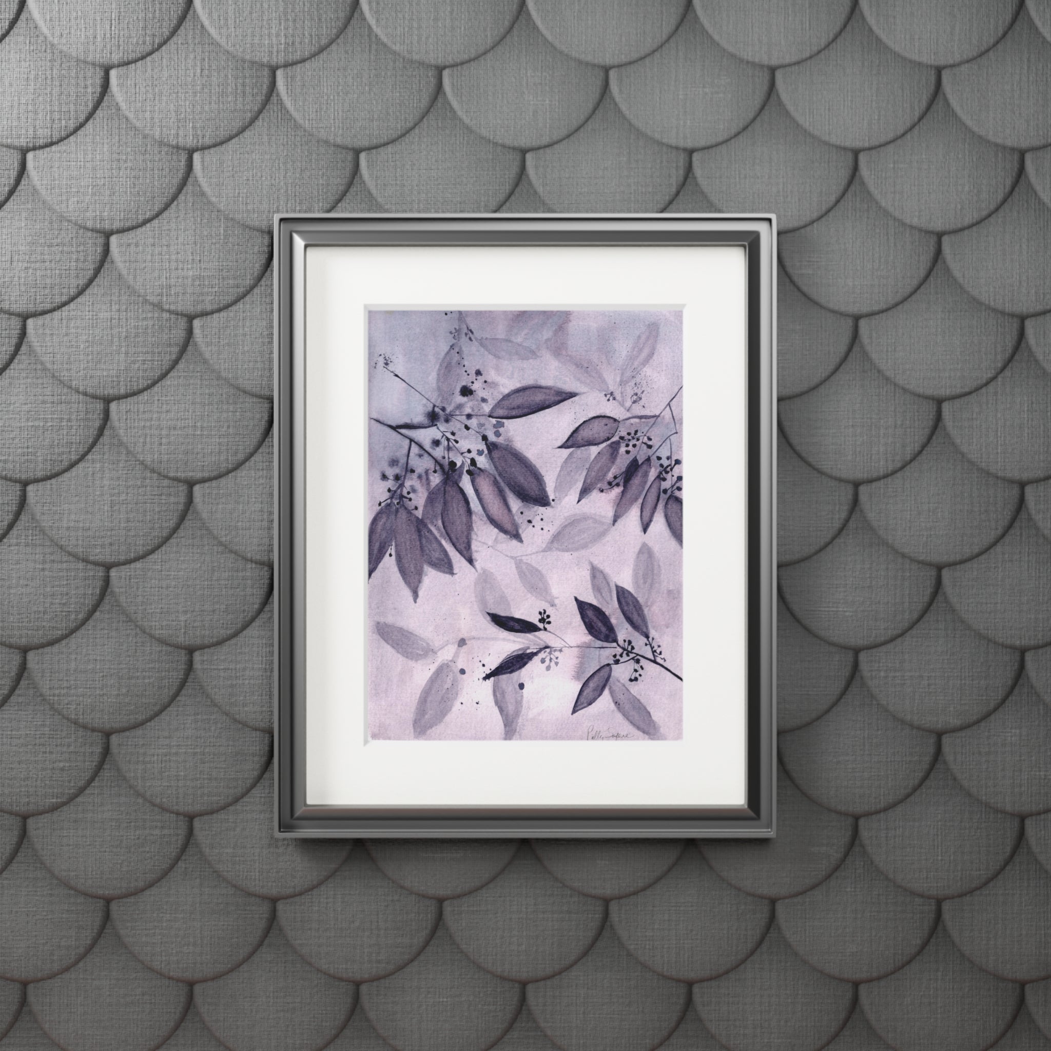 Midnight Leaves Watercolor Print (with mat)