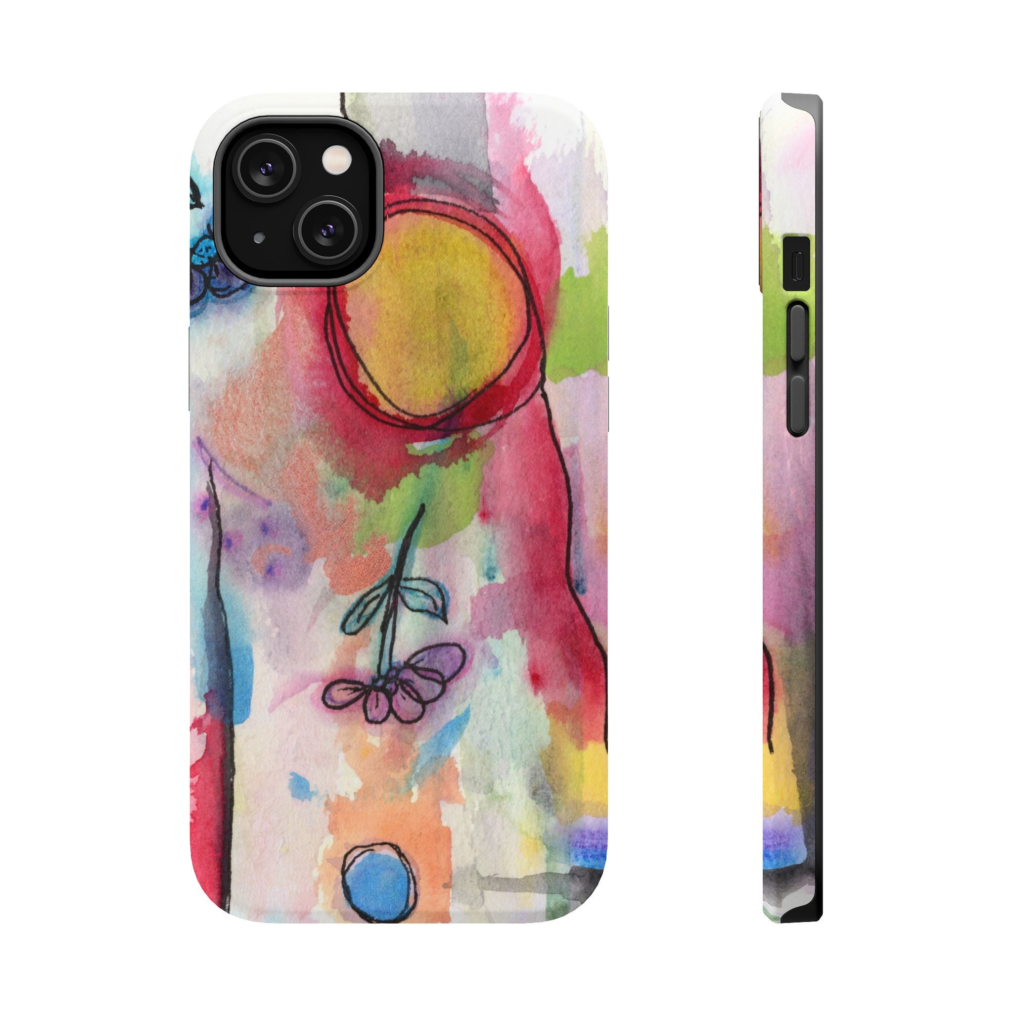 Artistic Magnetic Tough Case for Phone - Colorful Abstract Floral Design