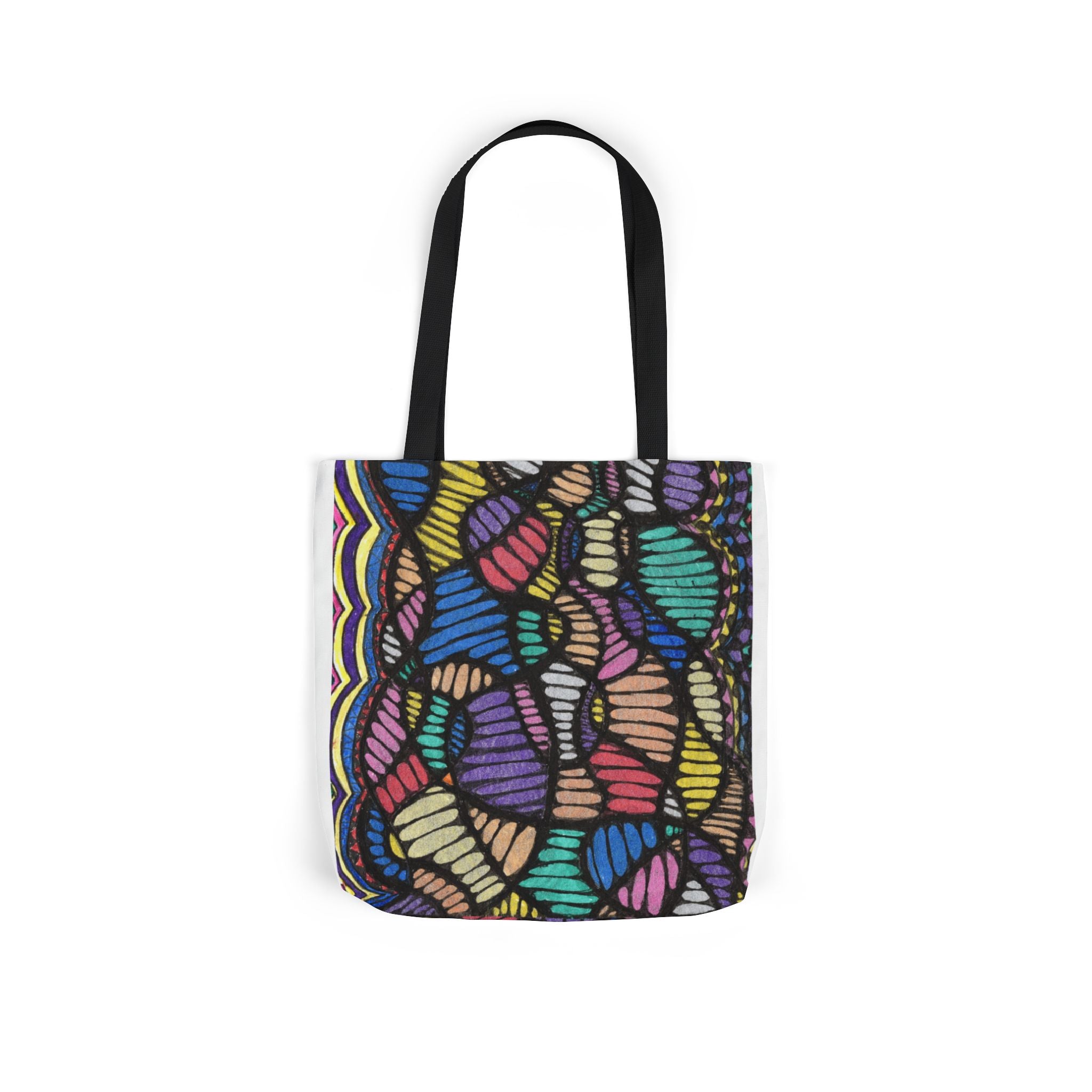 Vibrant Canvas Tote Bag with 5-Color Straps, Eco-Friendly Shopping Bag, Boho Beach Tote, Colorful Everyday Bag