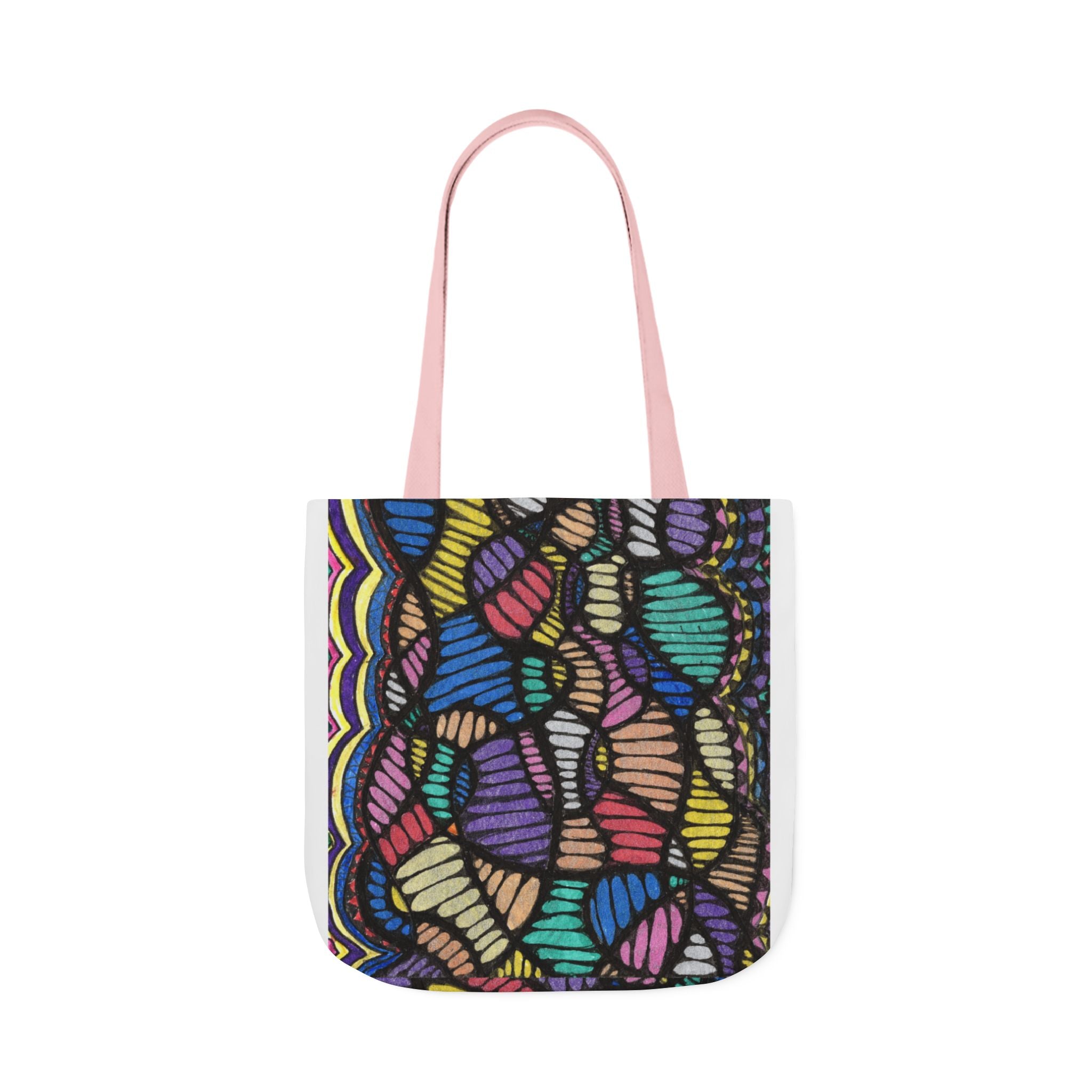 Vibrant Canvas Tote Bag with 5-Color Straps, Eco-Friendly Shopping Bag, Boho Beach Tote, Colorful Everyday Bag