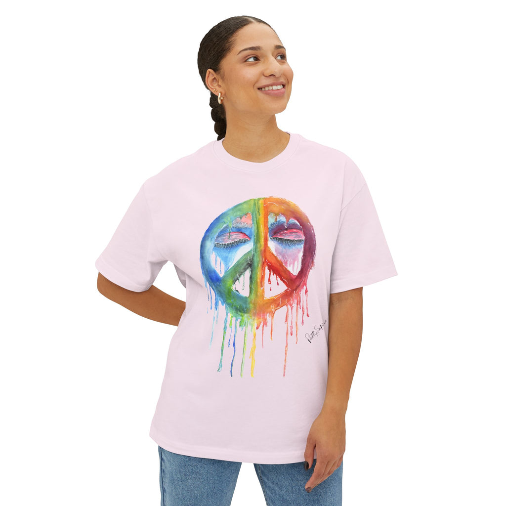 Peace Sign Watercolor Drip Tee — Rainbow Hippie Graphic T-Shirt
