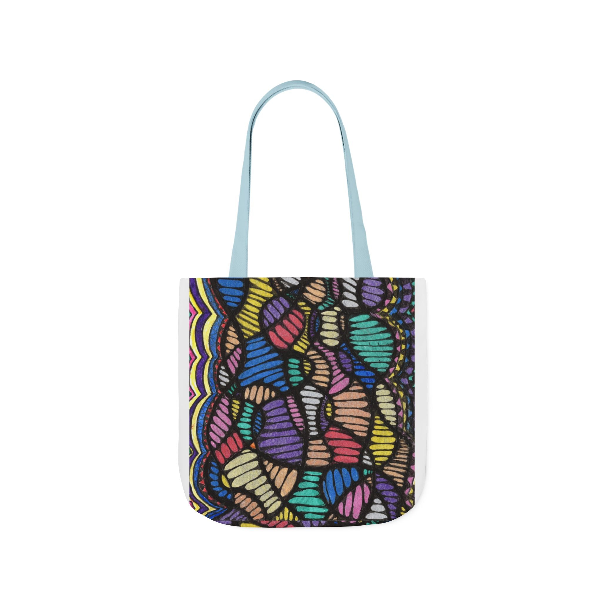 Vibrant Canvas Tote Bag with 5-Color Straps, Eco-Friendly Shopping Bag, Boho Beach Tote, Colorful Everyday Bag