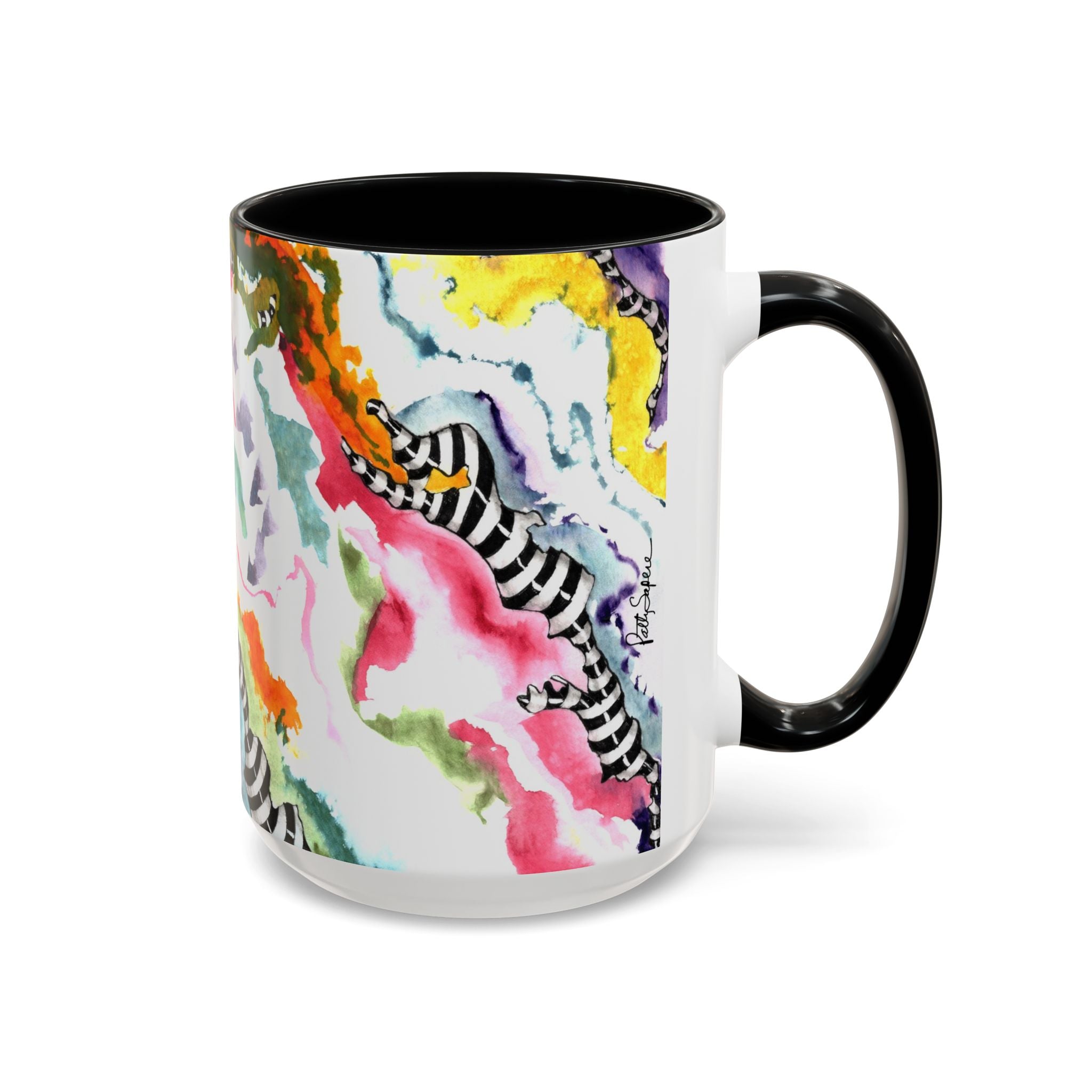 Watercolor Splash & Ink Spirals Art Mug – Accent Coffee Mug (15oz)