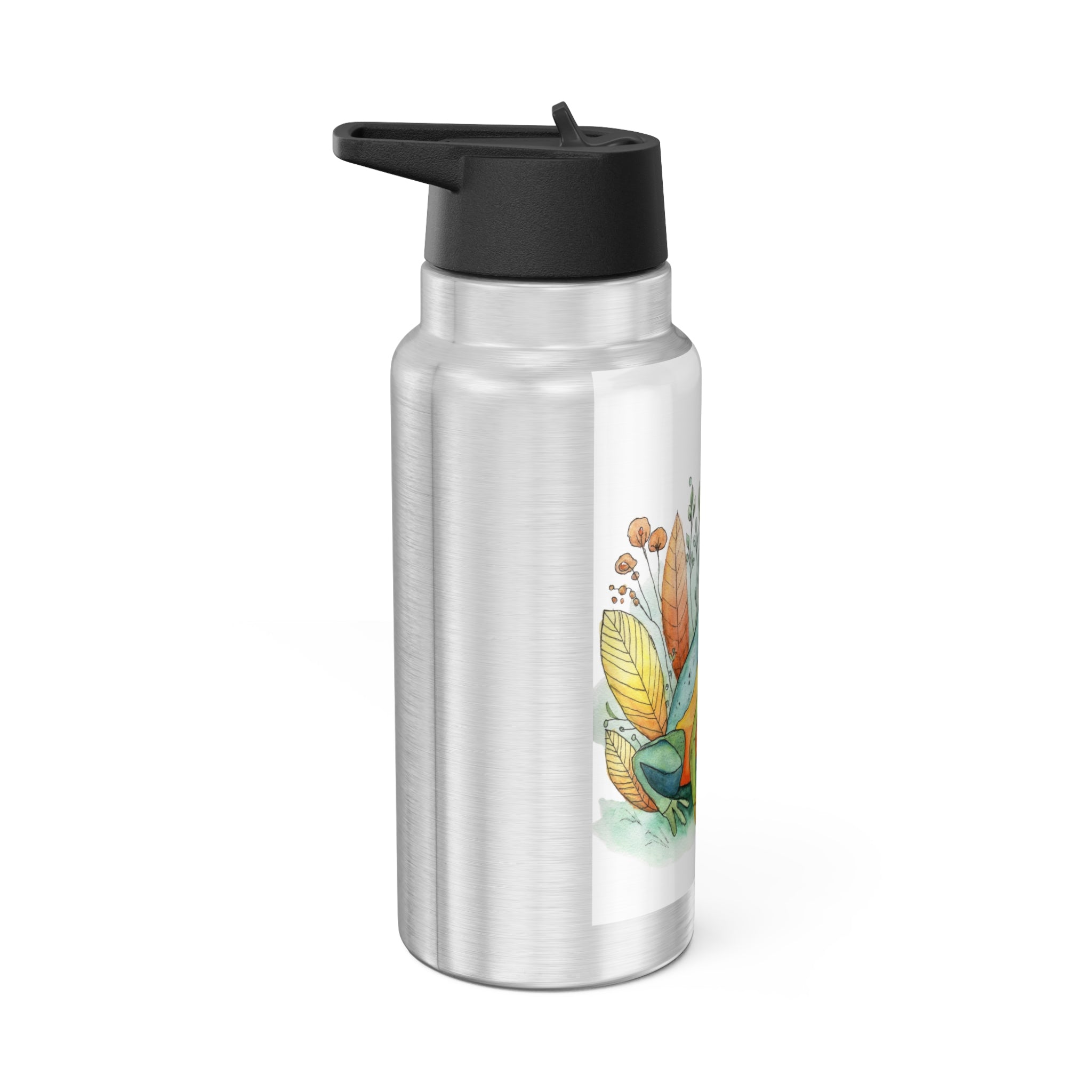 32oz Gator Tumbler – Colorful Frog & Autumn Foliage Insulated Water Bottle