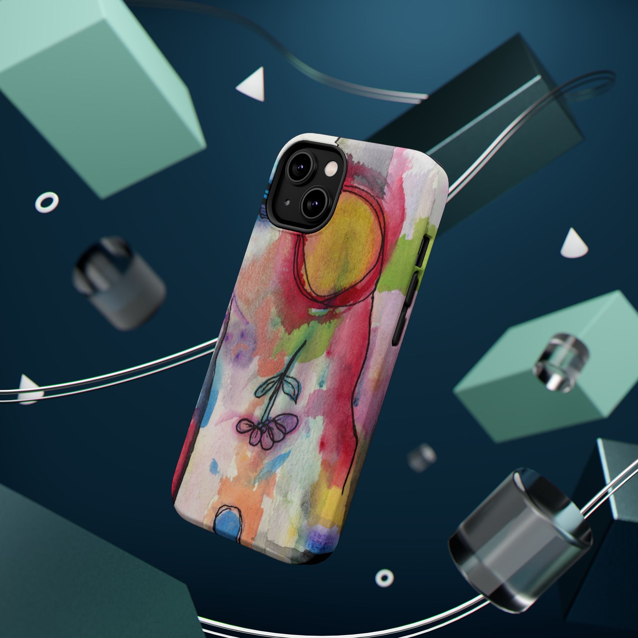 Artistic Magnetic Tough Case for Phone - Colorful Abstract Floral Design