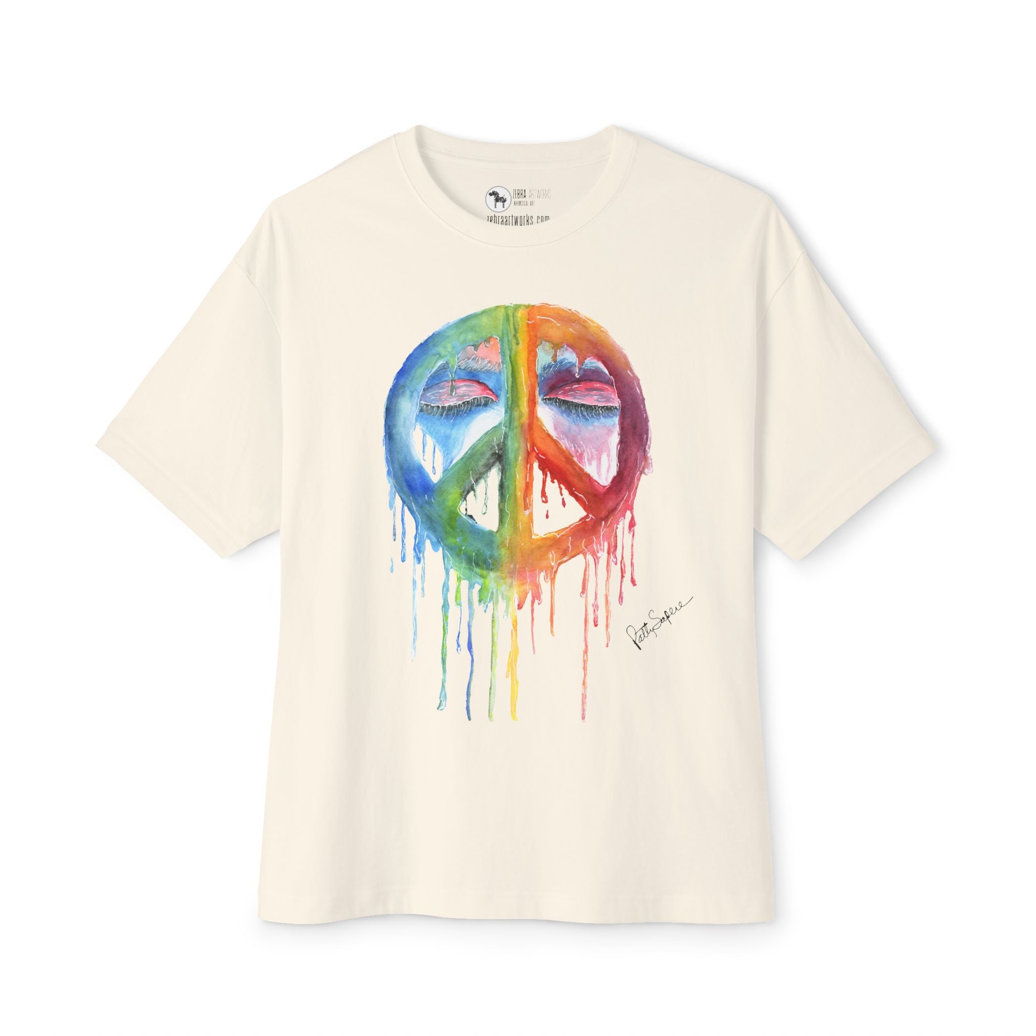 Peace Sign Watercolor Drip Tee — Rainbow Hippie Graphic T-Shirt