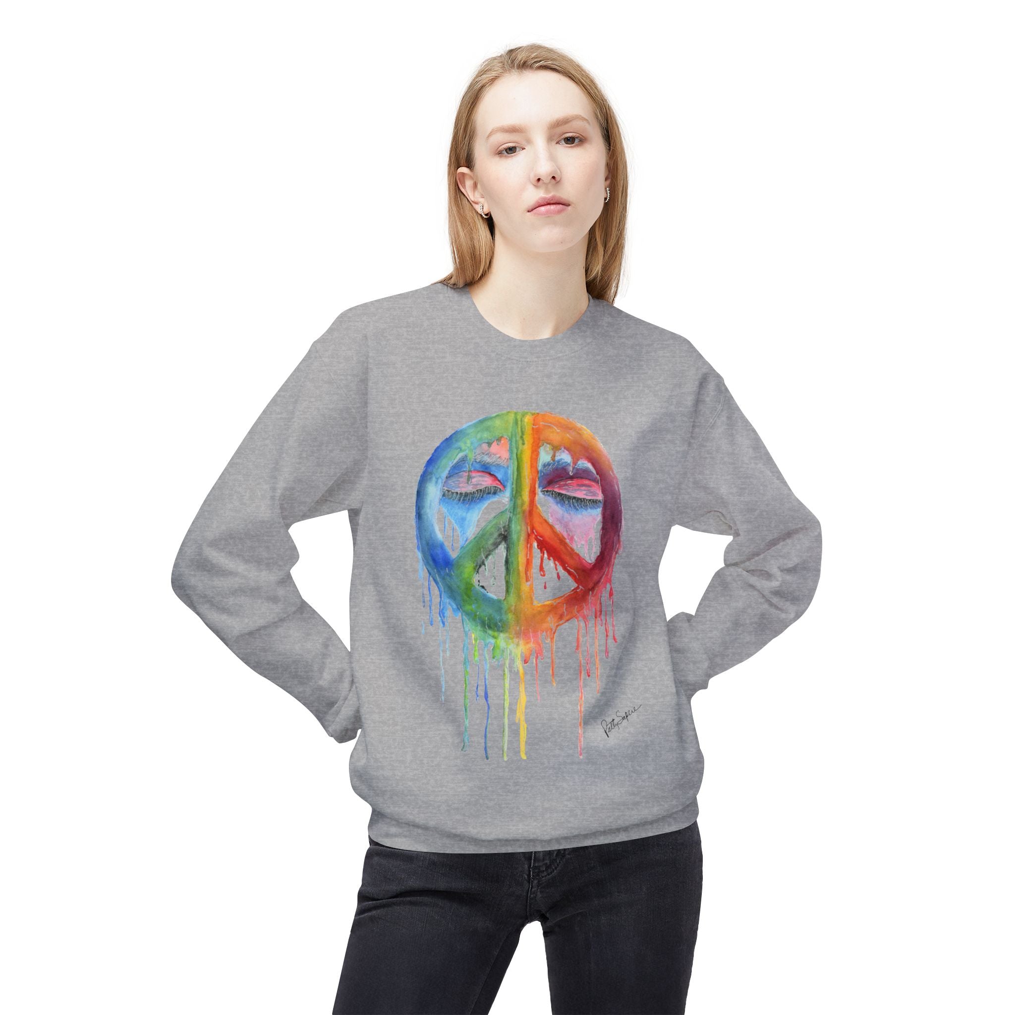 Peace Sign Watercolor Crewneck Sweatshirt