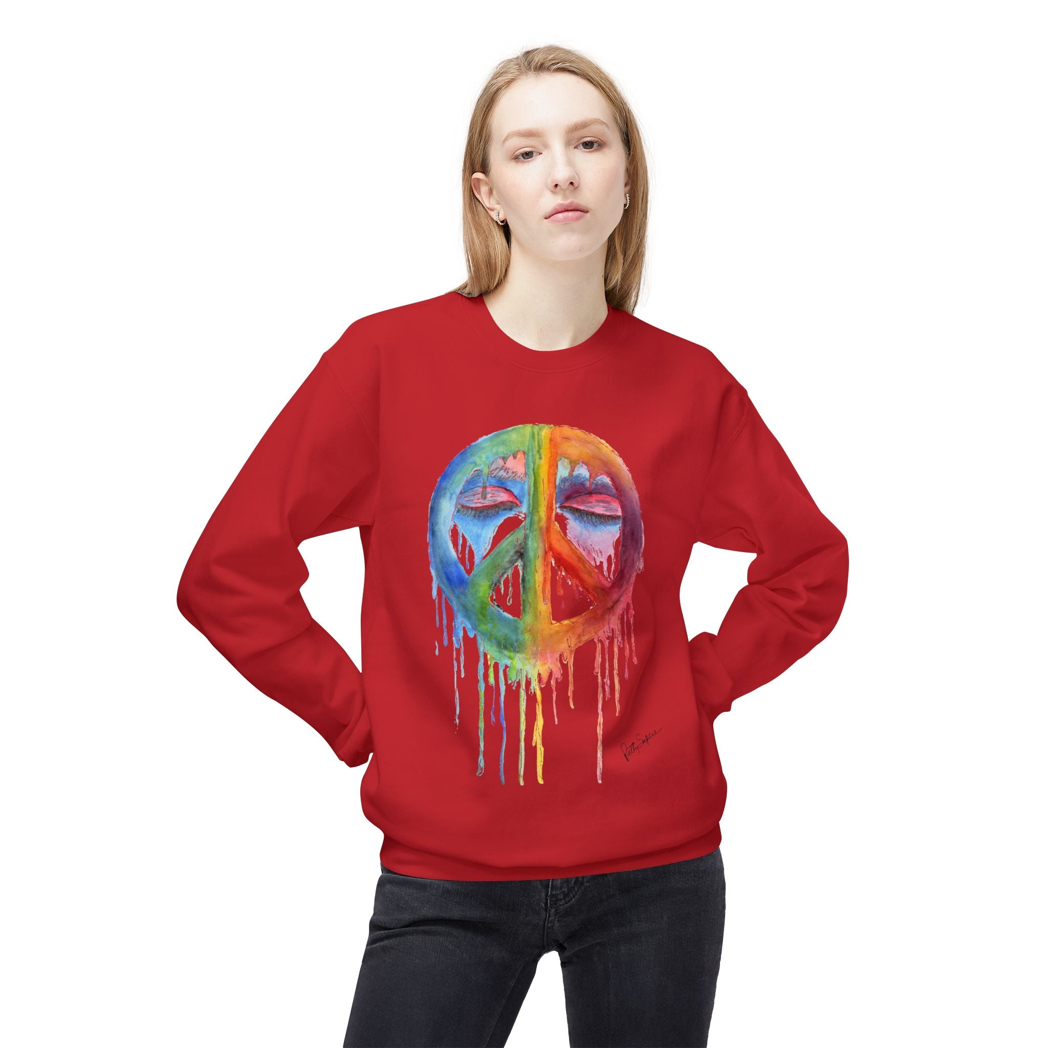 Peace Sign Watercolor Crewneck Sweatshirt