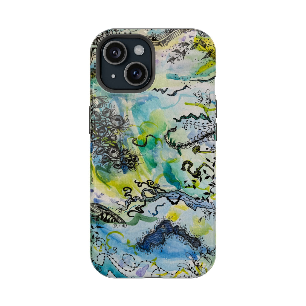 Botanical Garden MagSafe Phone Case – Ink & Watercolor Art