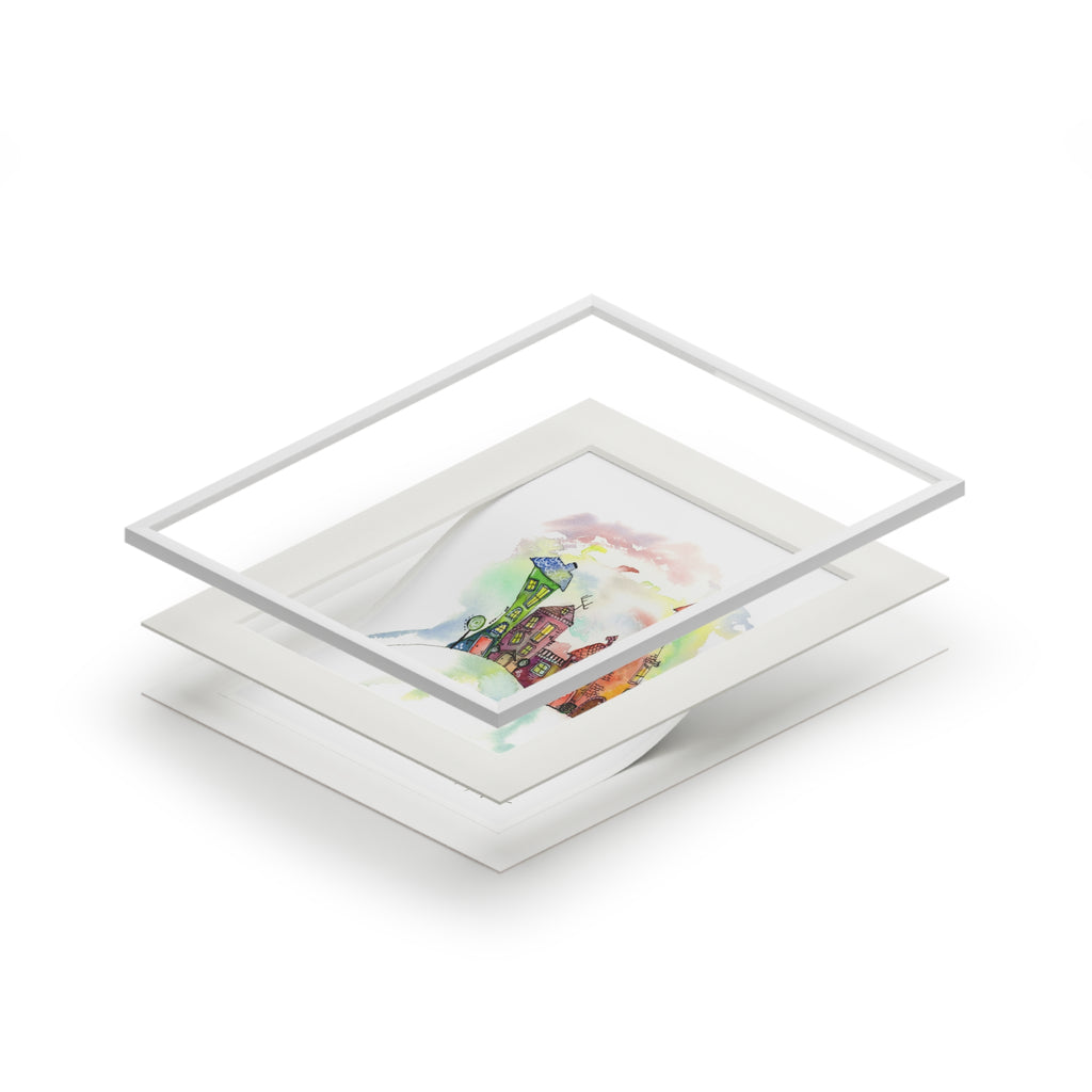 Colorful Cityscape Fine Art Print with Passepartout Frame