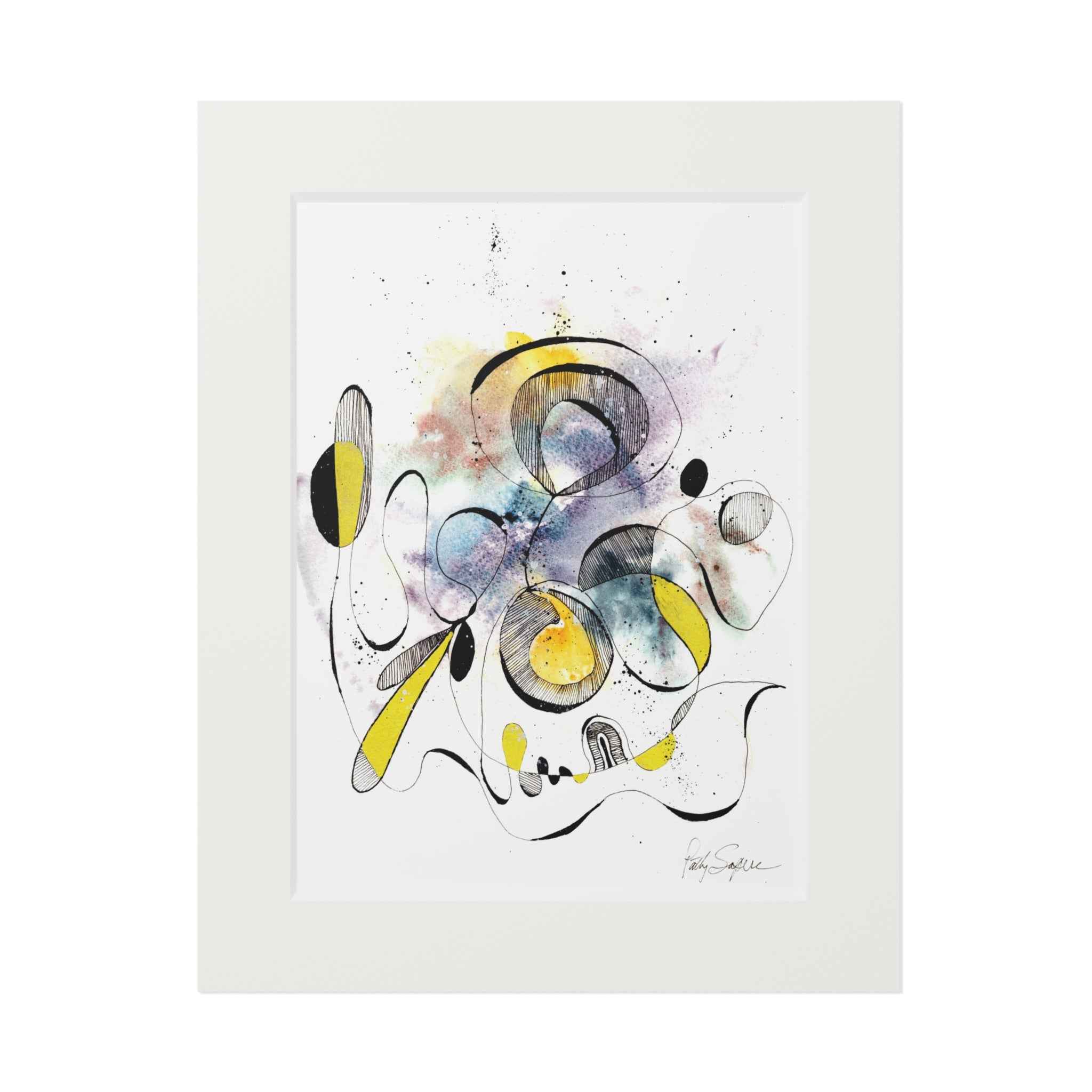 Colorful Abstract Art Print with Passepartout Frame - Modern Home Decor