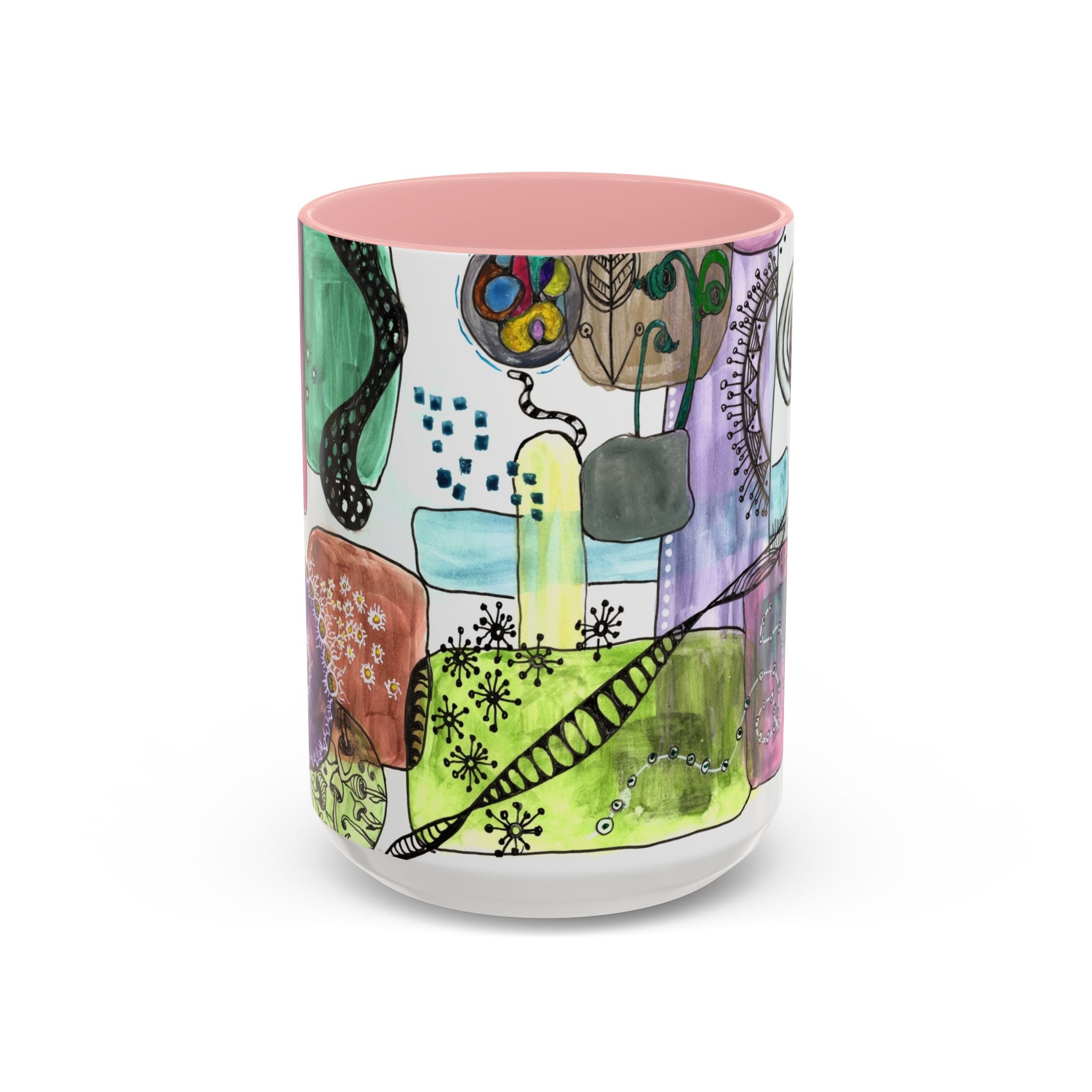Whimsical Garden Art Mug – Multi-Color Accent Coffee Mug (15oz)