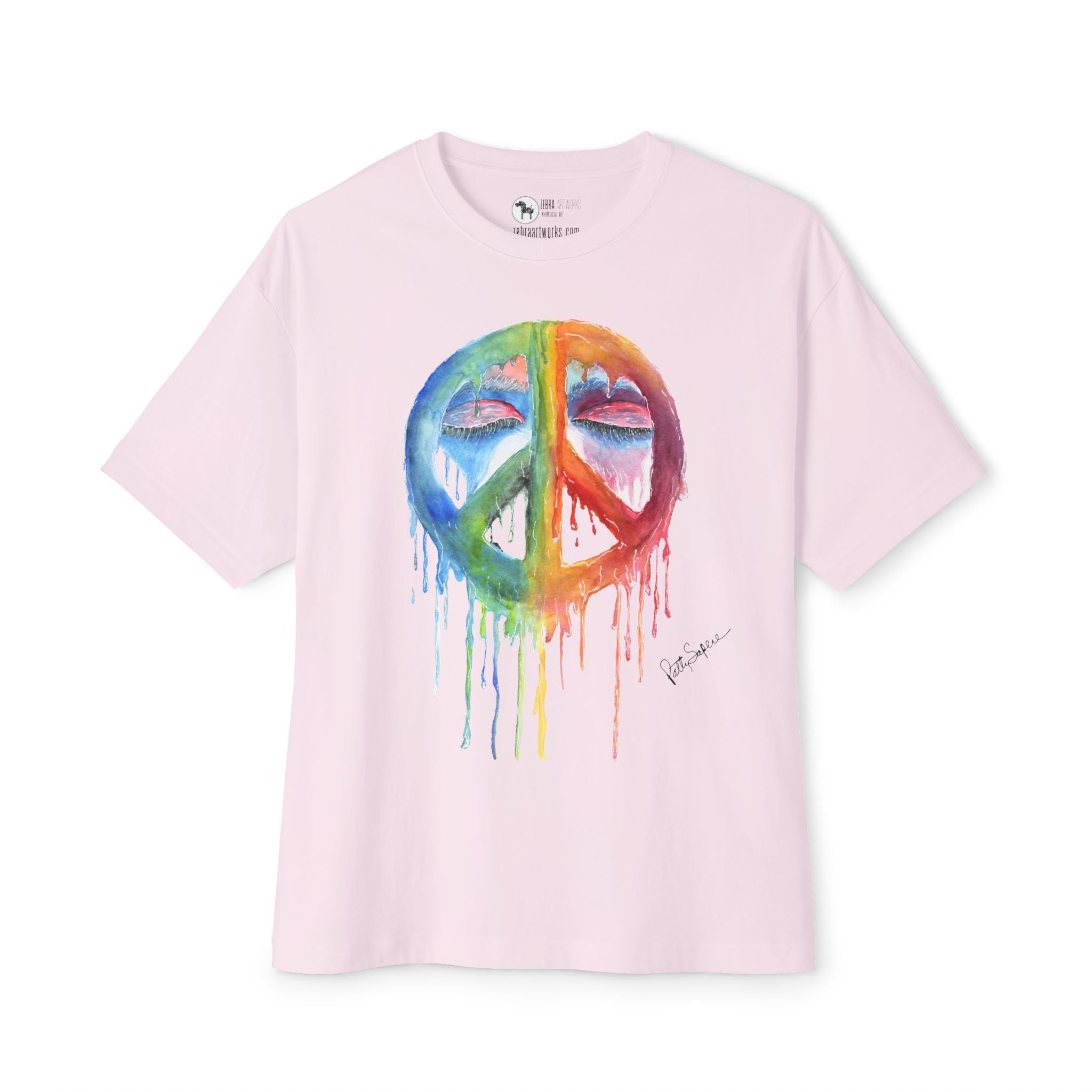 Peace Sign Watercolor Drip Tee — Rainbow Hippie Graphic T-Shirt
