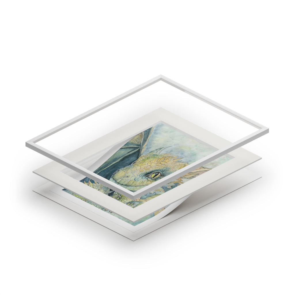 Dragon Family Watercolor Fine Art Print with Passepartout