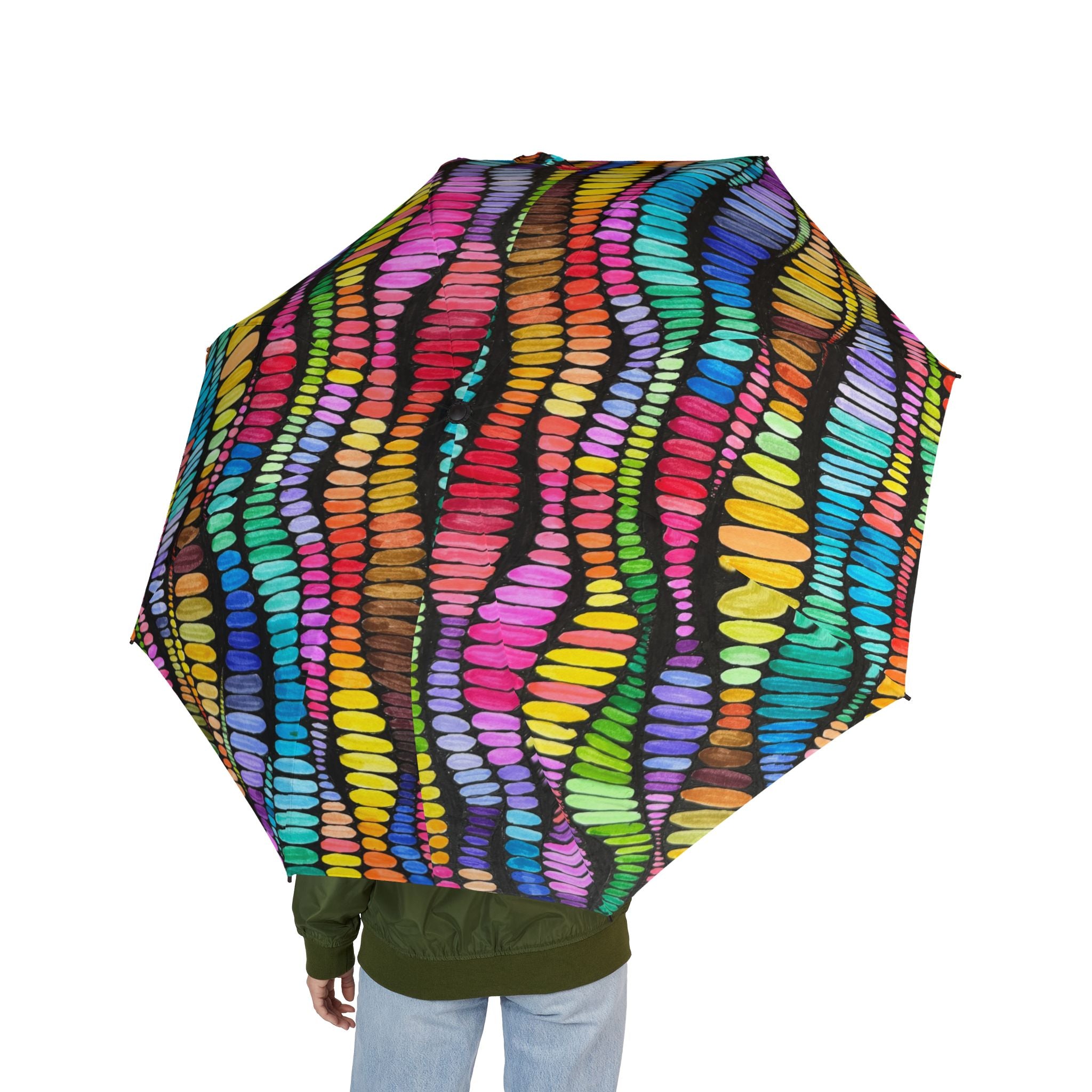 Vibrant Foldable Umbrella, Colorful Beach Umbrella, Automatic Travel Umbrella, Rainy Day Accessory, Unique Gift for Her