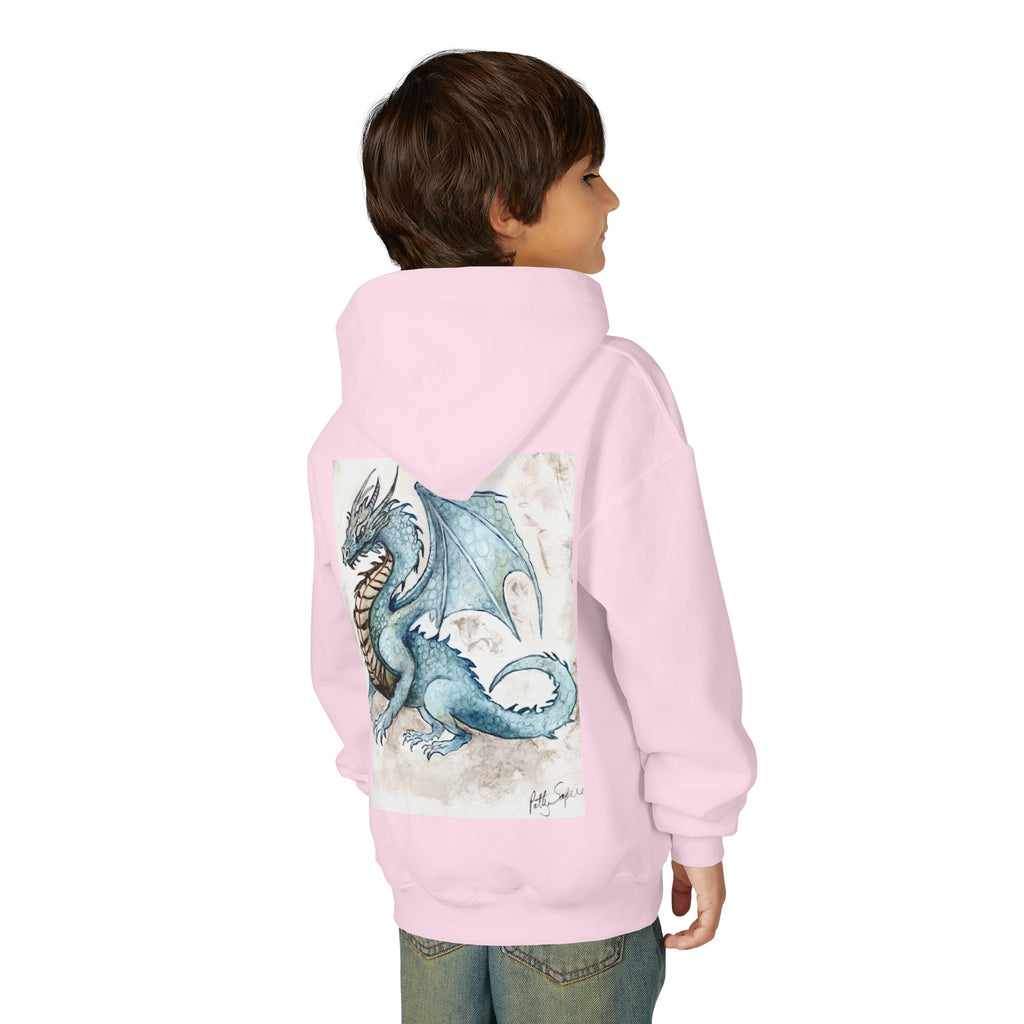 Blue Dragon Youth Hooded Sweatshirt – Fantasy Watercolor Art