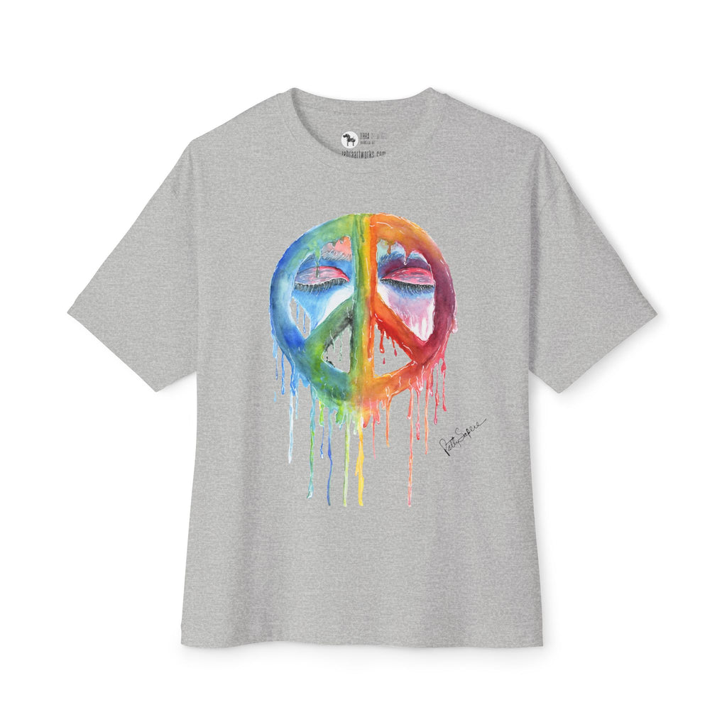 Peace Sign Watercolor Drip Tee — Rainbow Hippie Graphic T-Shirt