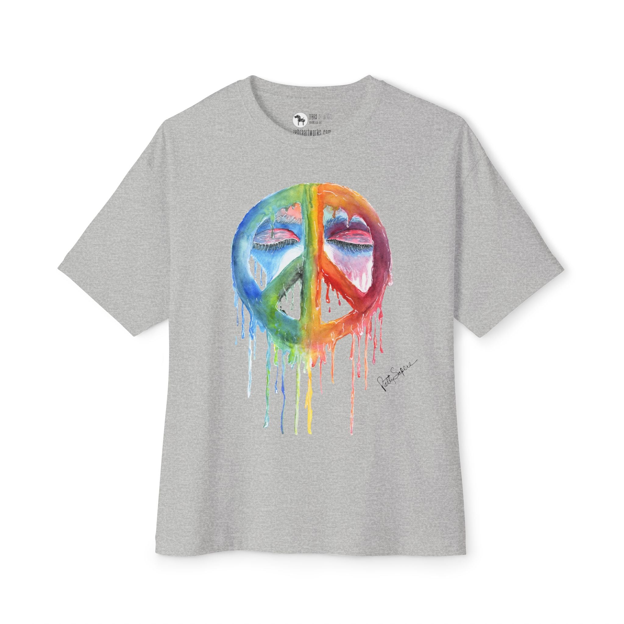 Peace Sign Watercolor Drip Tee — Rainbow Hippie Graphic T-Shirt