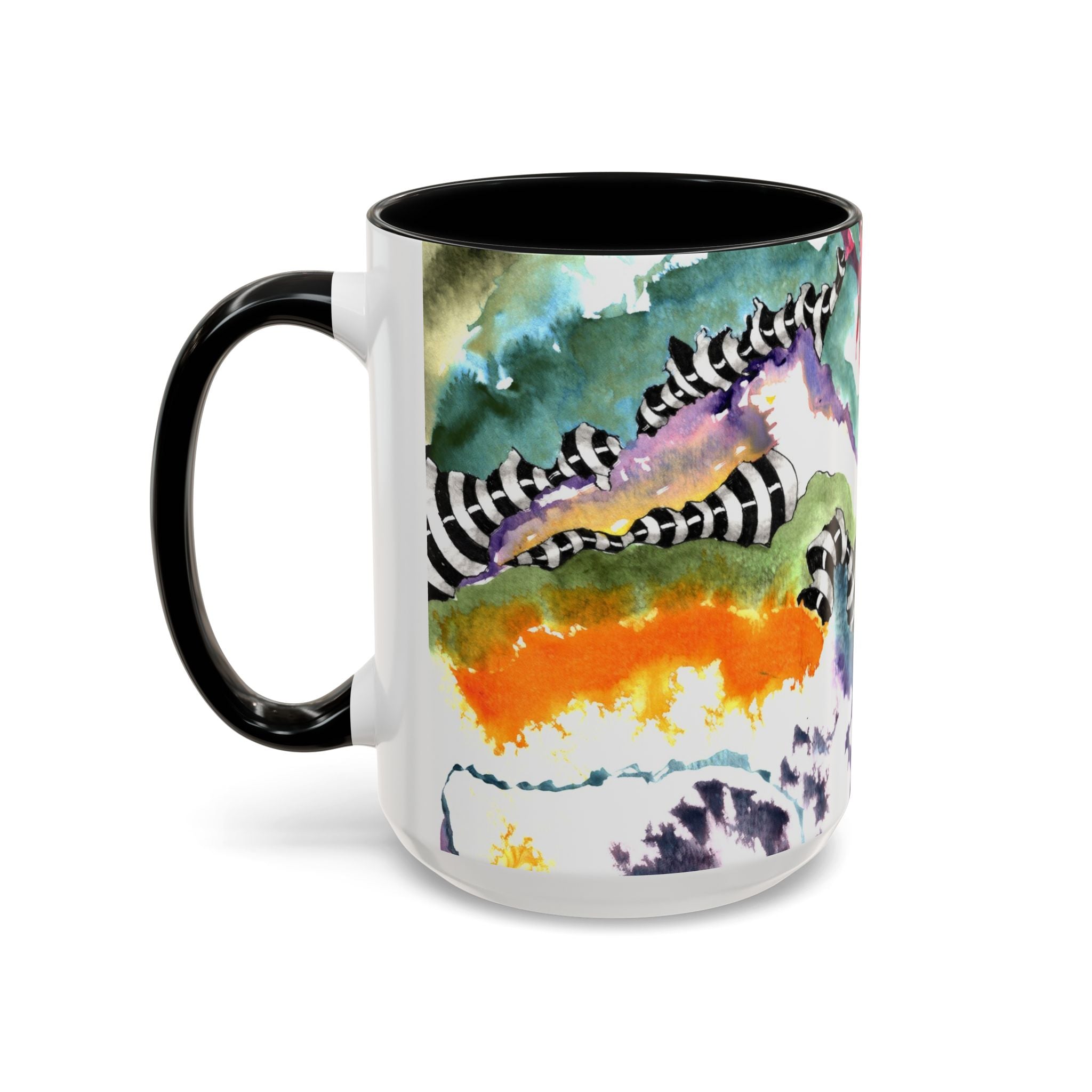 Watercolor Splash & Ink Spirals Art Mug – Accent Coffee Mug (15oz)