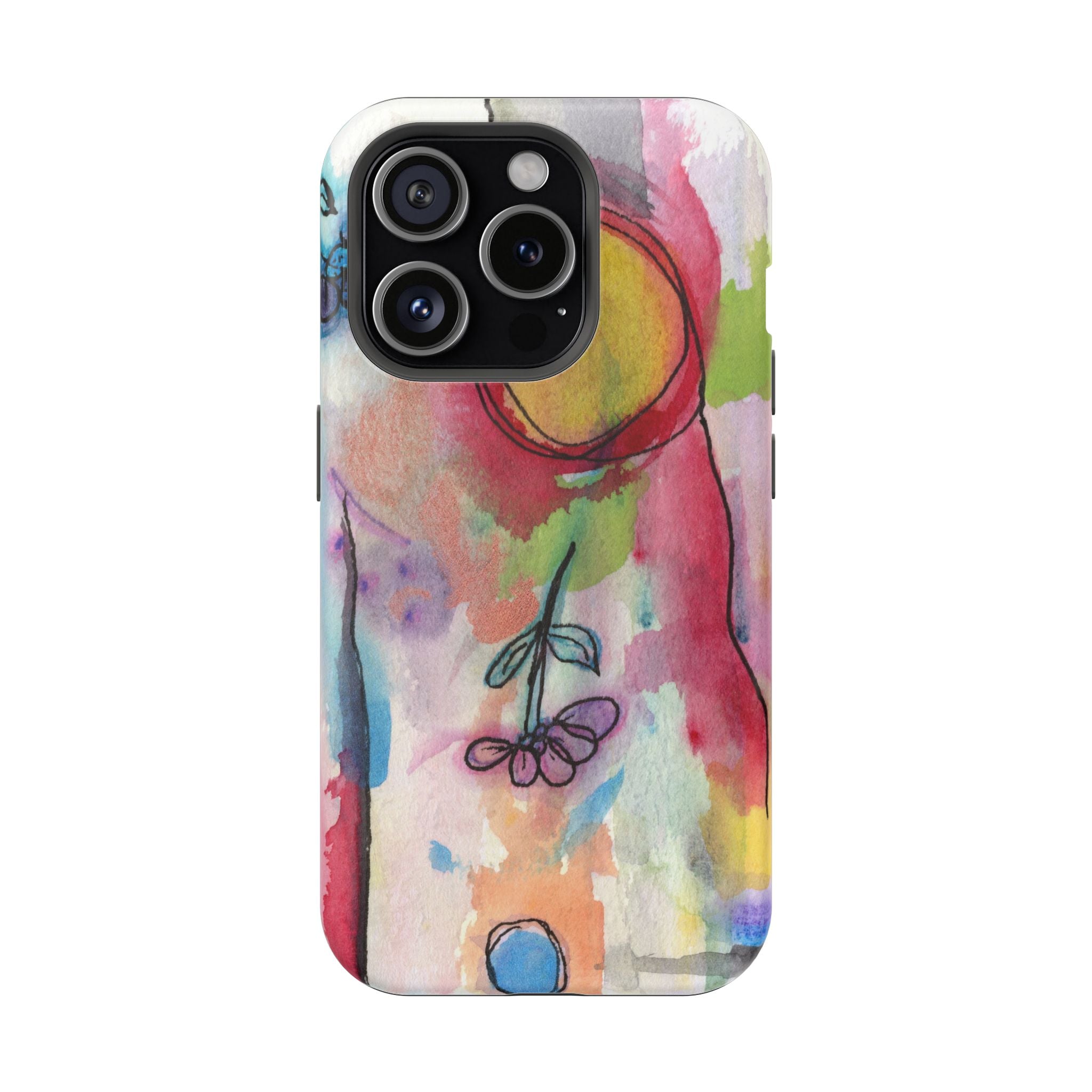 Artistic Magnetic Tough Case for Phone - Colorful Abstract Floral Design