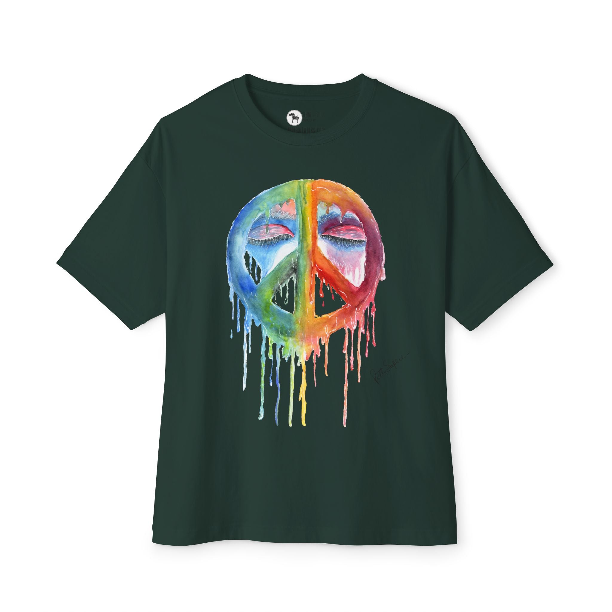Peace Sign Watercolor Drip Tee — Rainbow Hippie Graphic T-Shirt