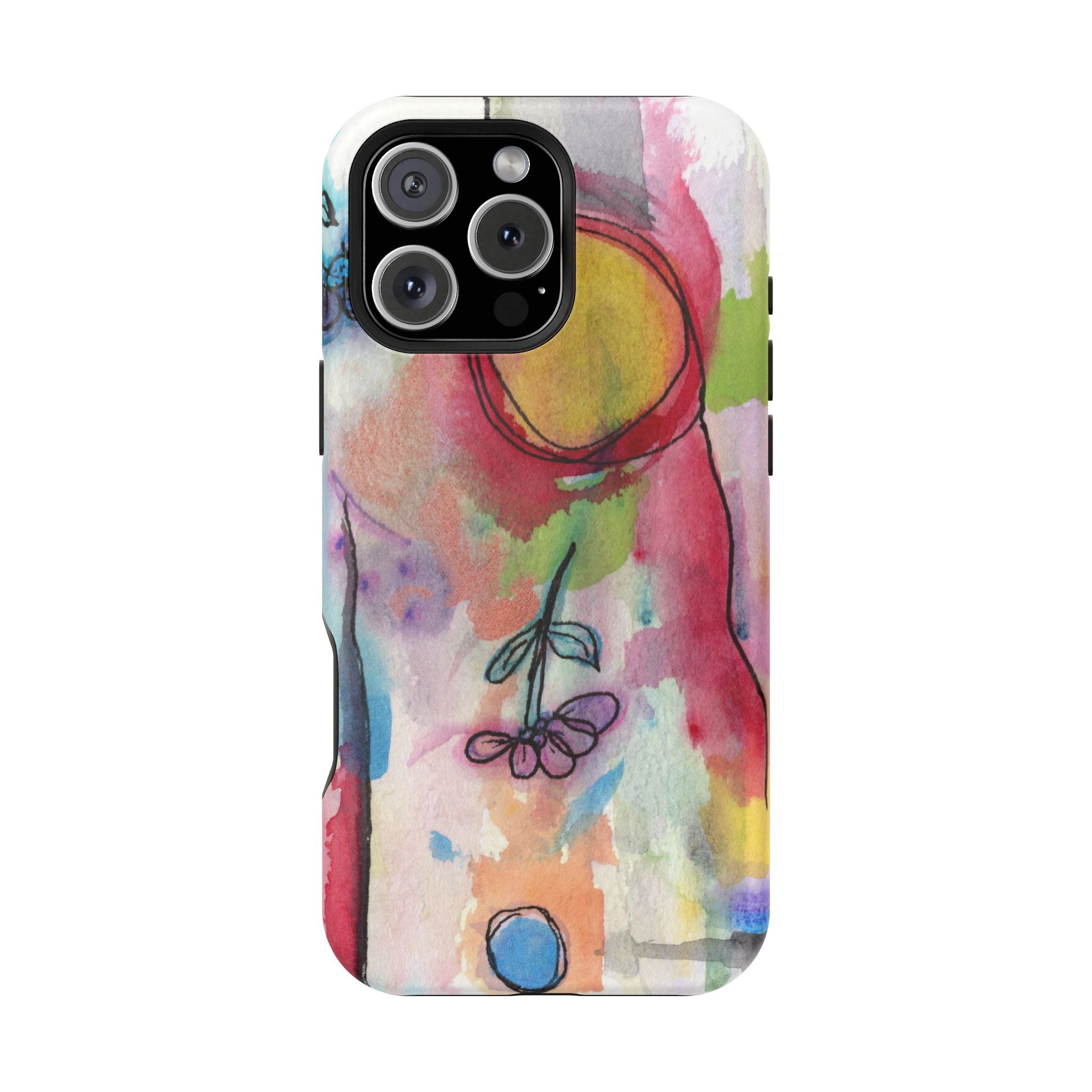 Artistic Magnetic Tough Case for Phone - Colorful Abstract Floral Design