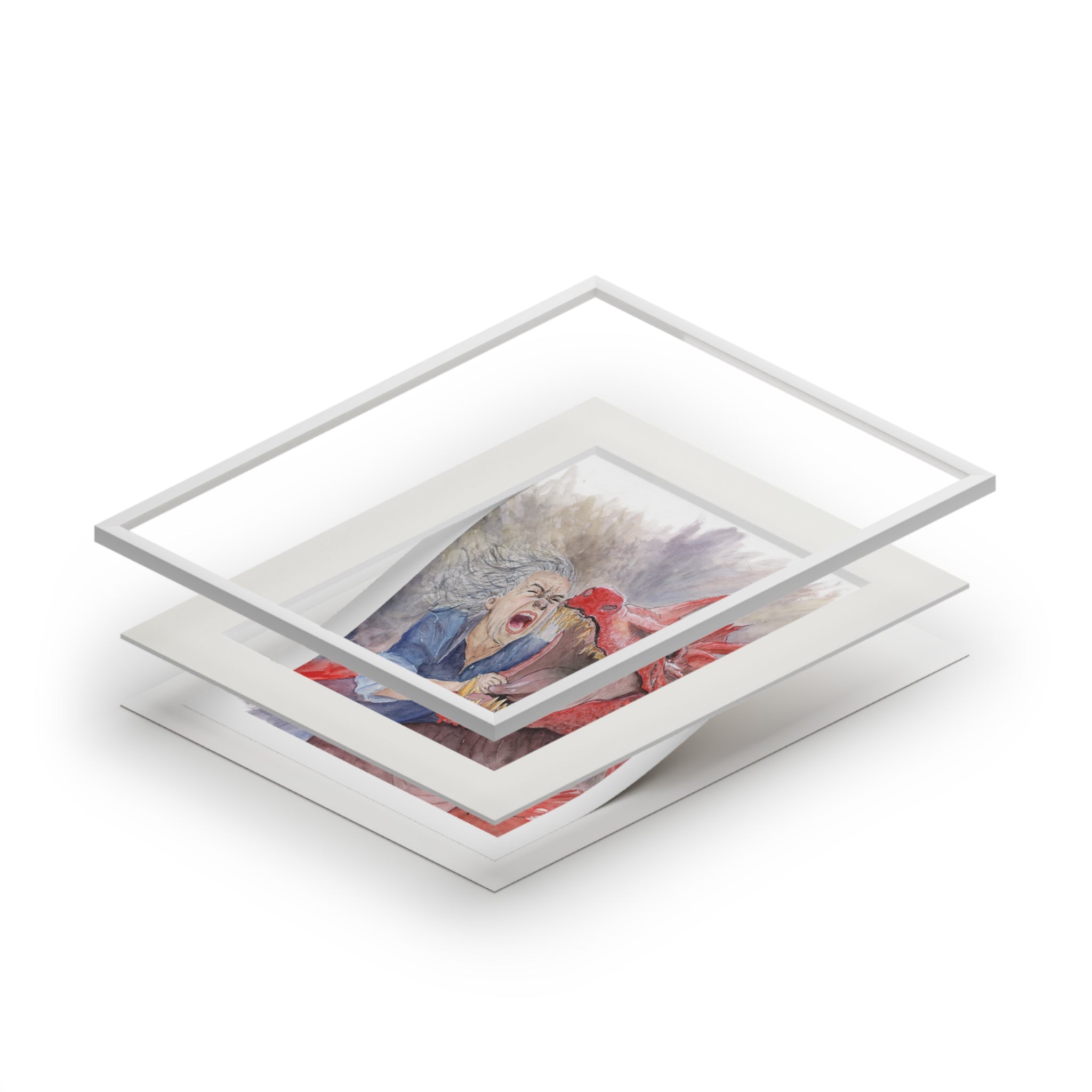 Dramatic Dragon Battle Art Print - Framed Fine Art Decor