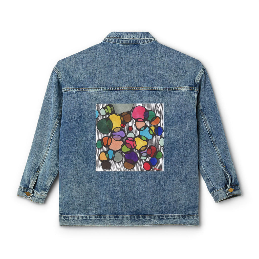 Stylish Women's Denim Jacket with Colorful Hand Design - Casual Chic Outerwear