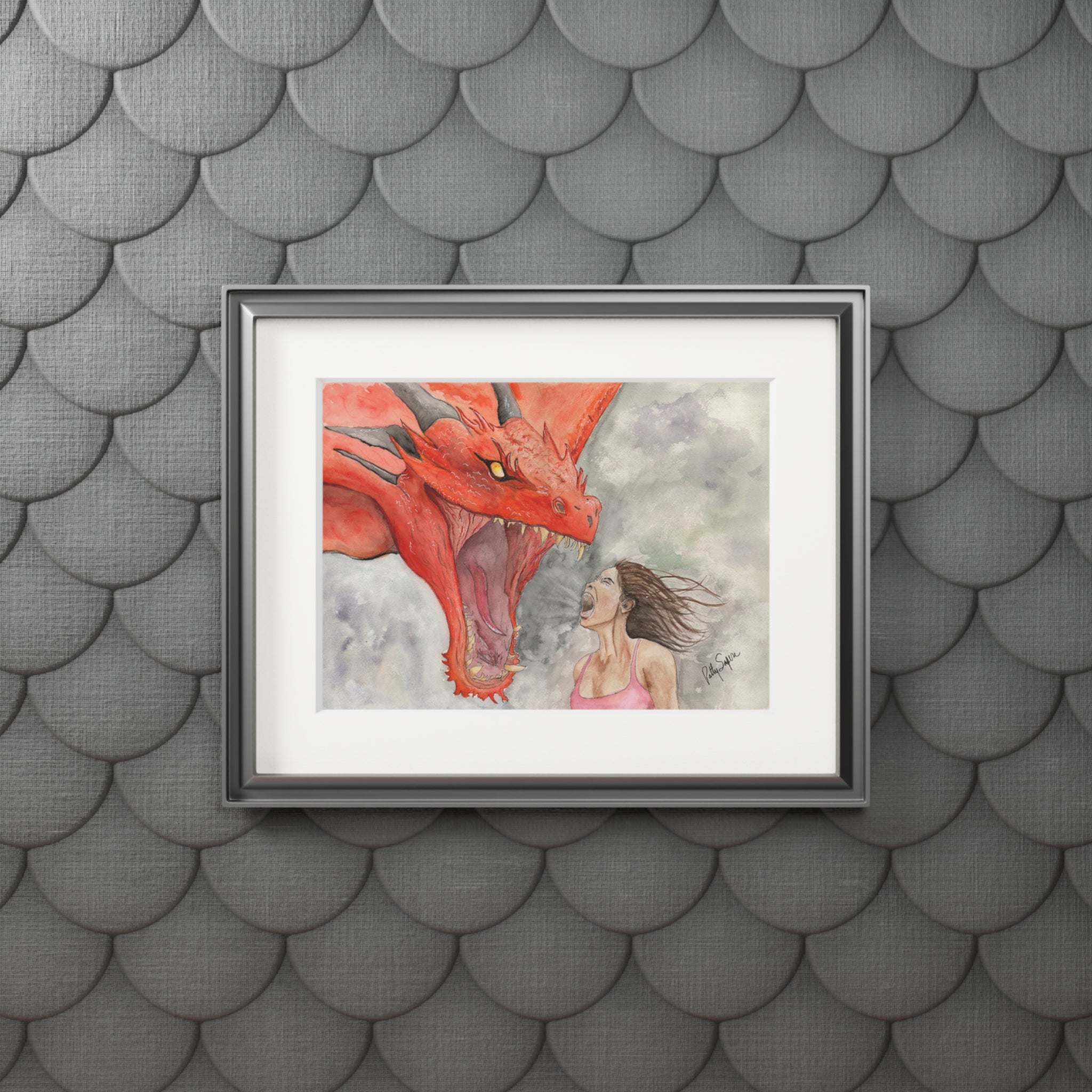 Fiery Dragon vs. Brave Hero Fine Art Prints - Framed Artwork for Fantasy Lovers