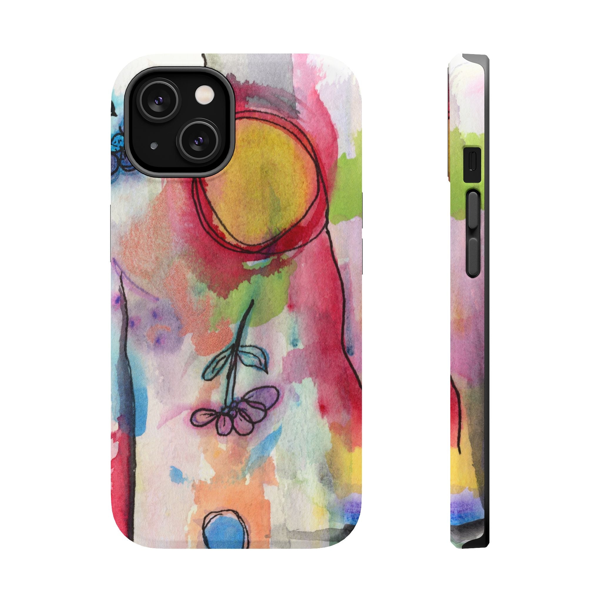 Artistic Magnetic Tough Case for Phone - Colorful Abstract Floral Design
