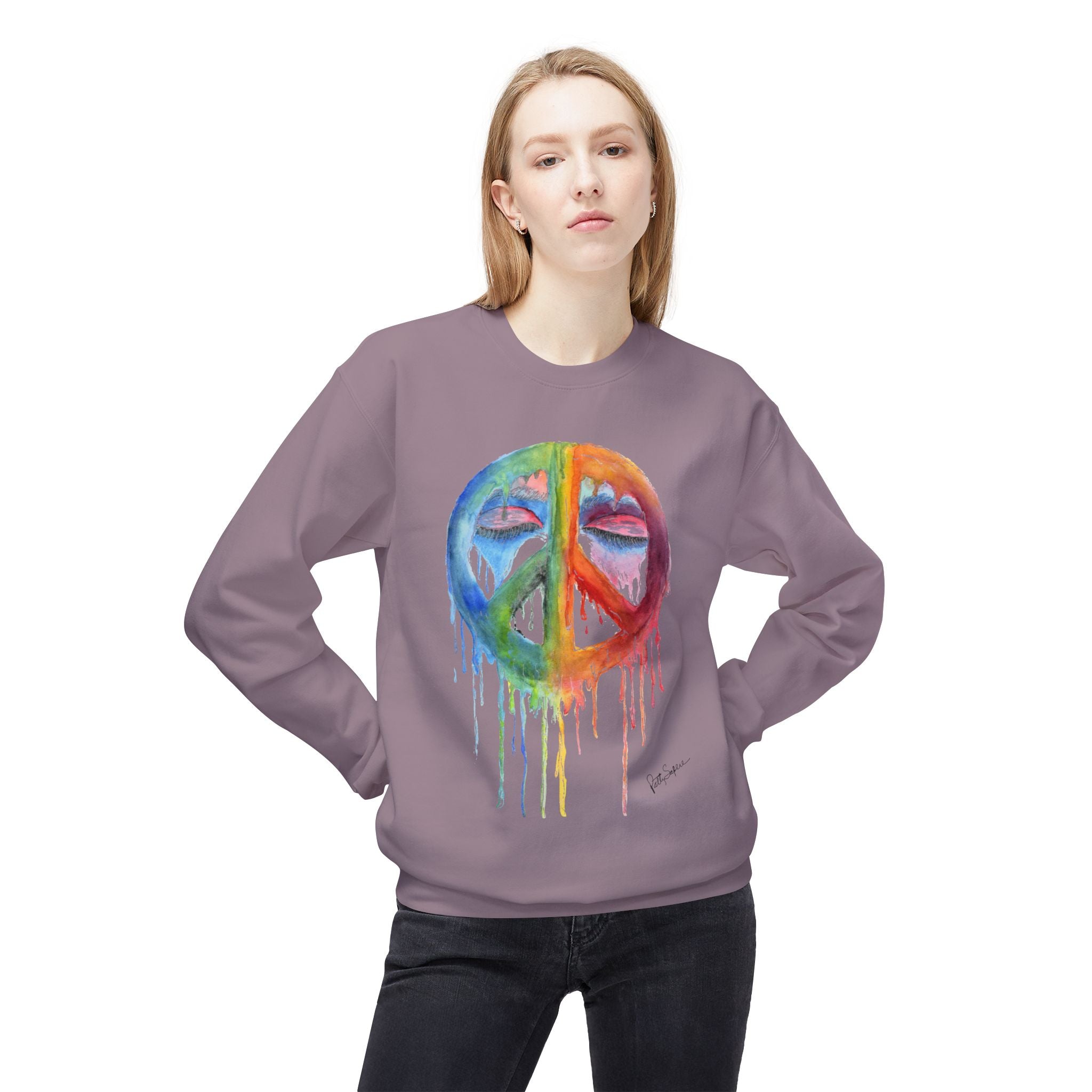 Peace Sign Watercolor Crewneck Sweatshirt