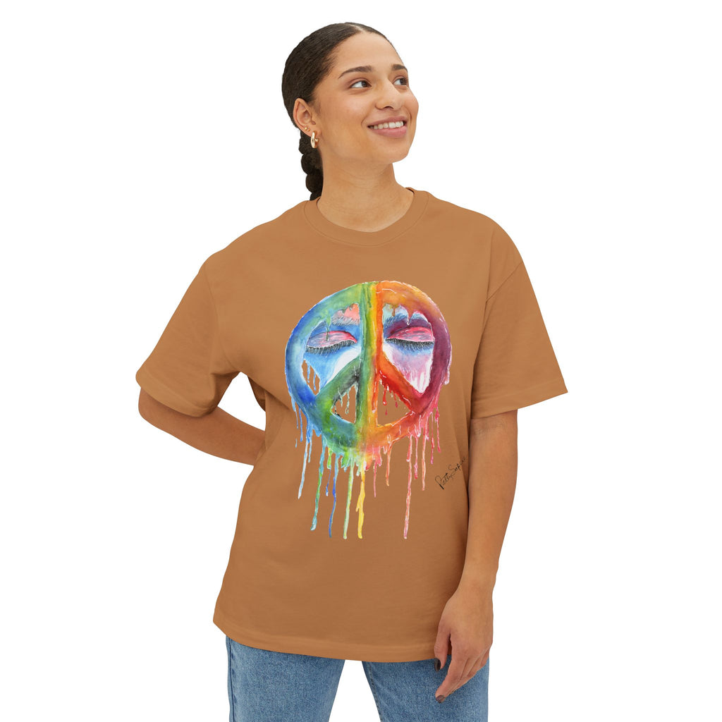 Peace Sign Watercolor Drip Tee — Rainbow Hippie Graphic T-Shirt