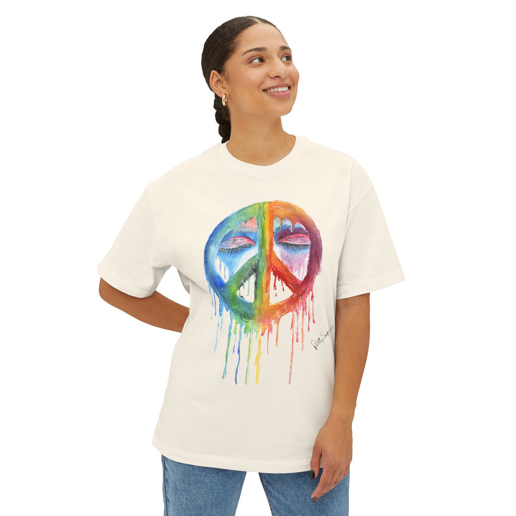 Peace Sign Watercolor Drip Tee — Rainbow Hippie Graphic T-Shirt