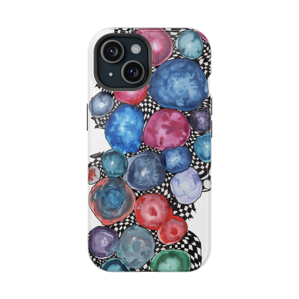Jewel Tone Orbs MagSafe Phone Case – Watercolor & Checkerboard