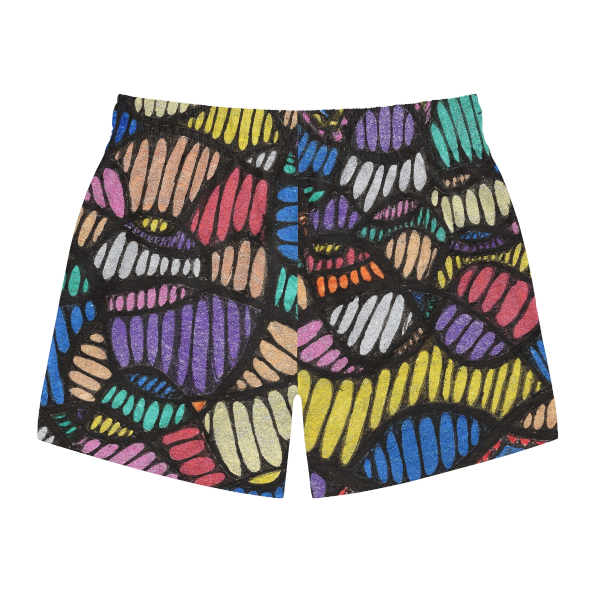 Colorful Pattern Swim Trunks, AOP Beach Shorts, Summer Swimwear, Pool Party Swim Shorts, Vibrant Boys Swimwear
