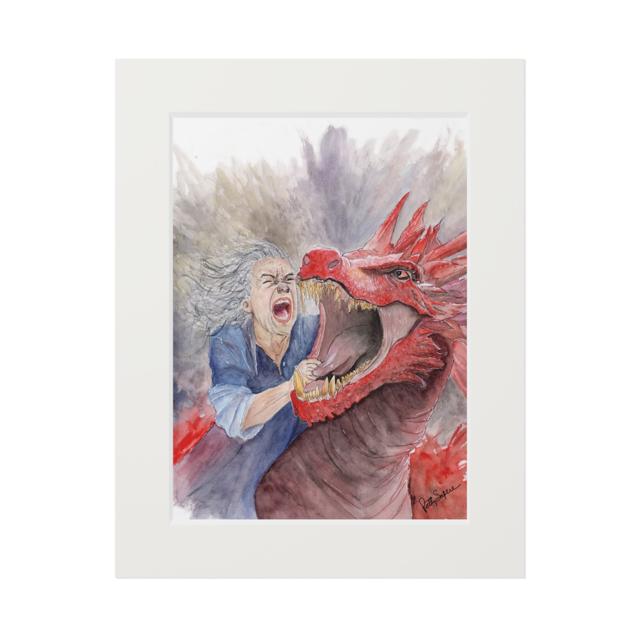 Dramatic Dragon Battle Art Print - Framed Fine Art Decor