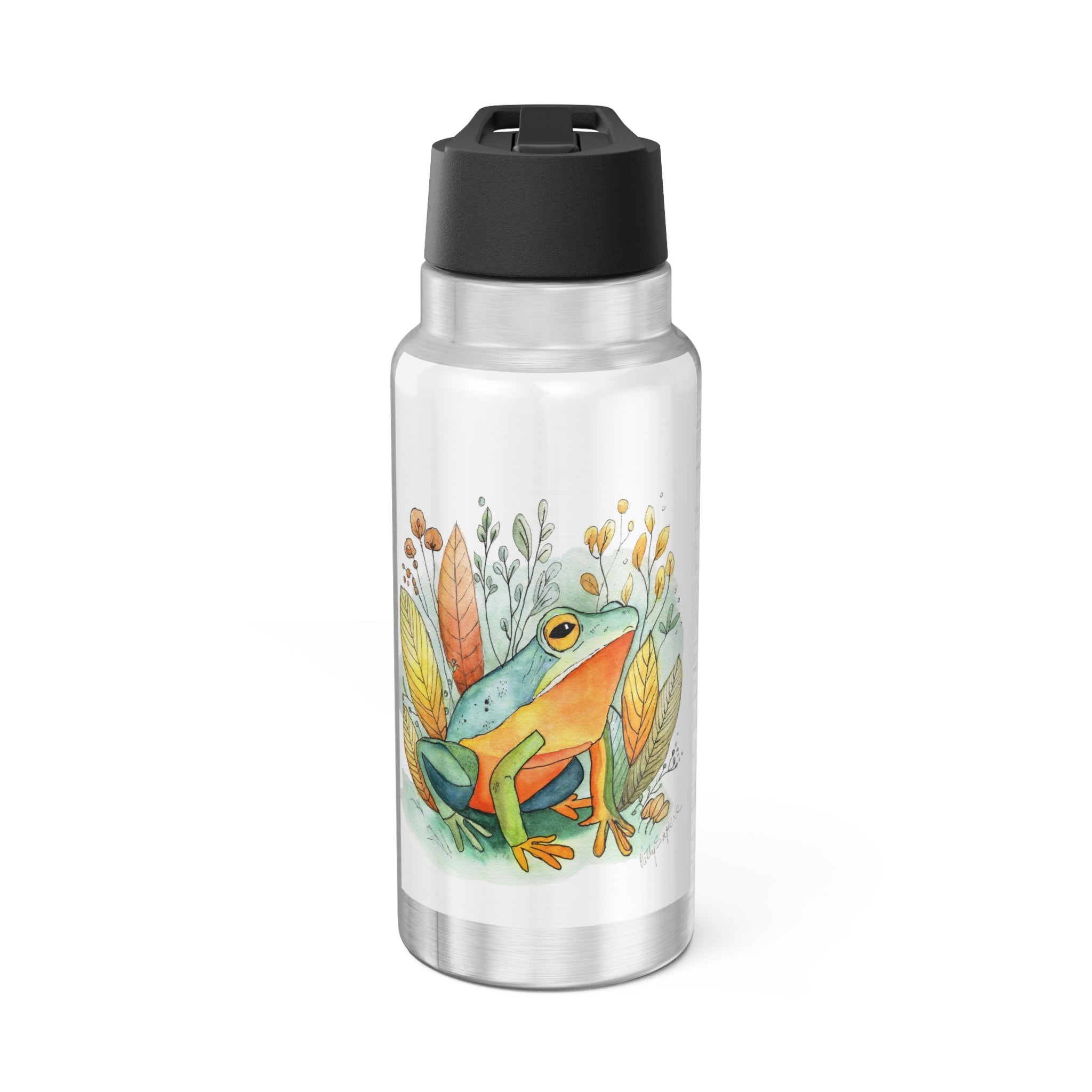 32oz Gator Tumbler – Colorful Frog & Autumn Foliage Insulated Water Bottle