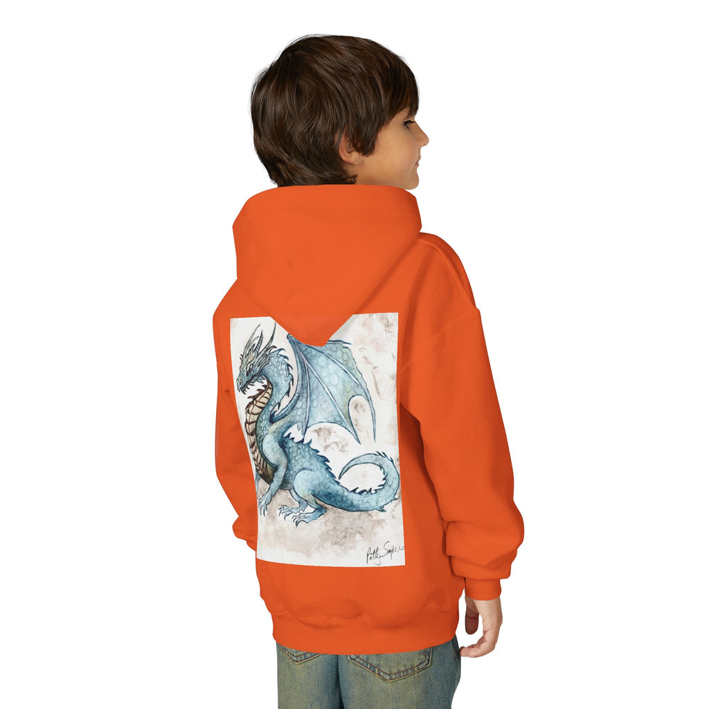 Blue Dragon Youth Hooded Sweatshirt – Fantasy Watercolor Art