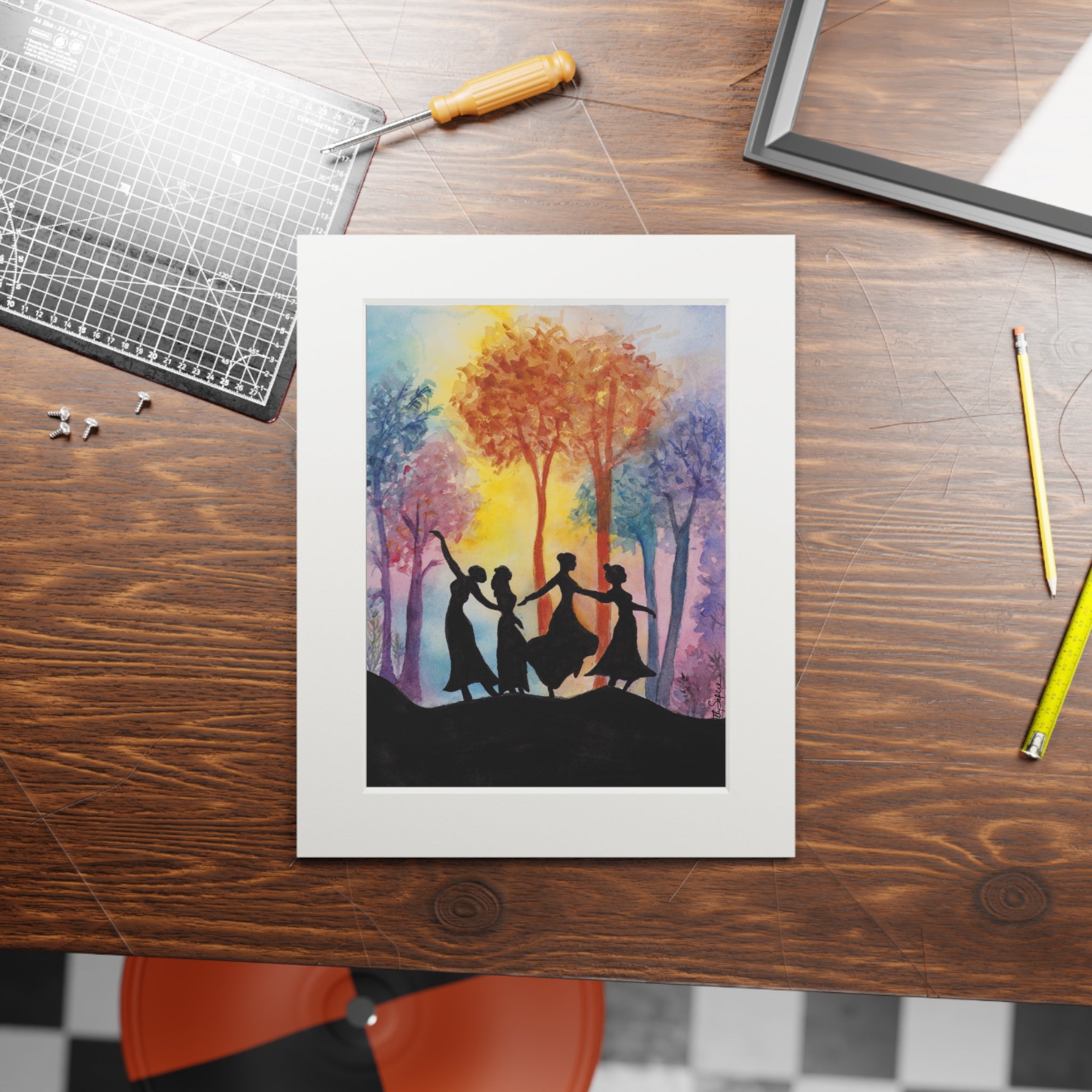 Fine Art Print — 'Circle of Friends' Passepartout Paper Frame