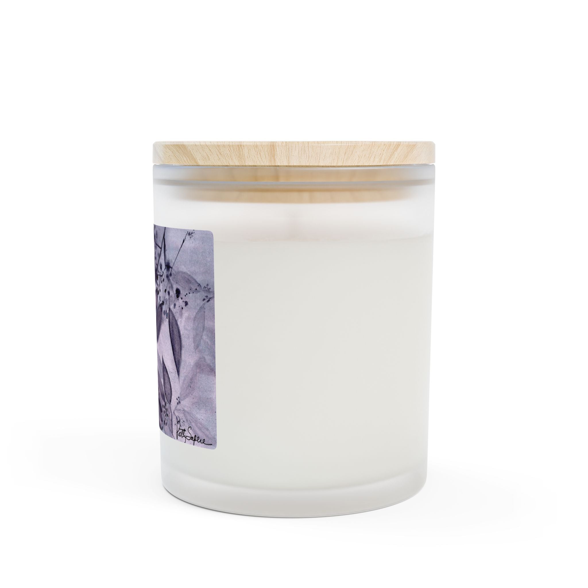 Elegant Floral Frosted Glass Candle - 11oz