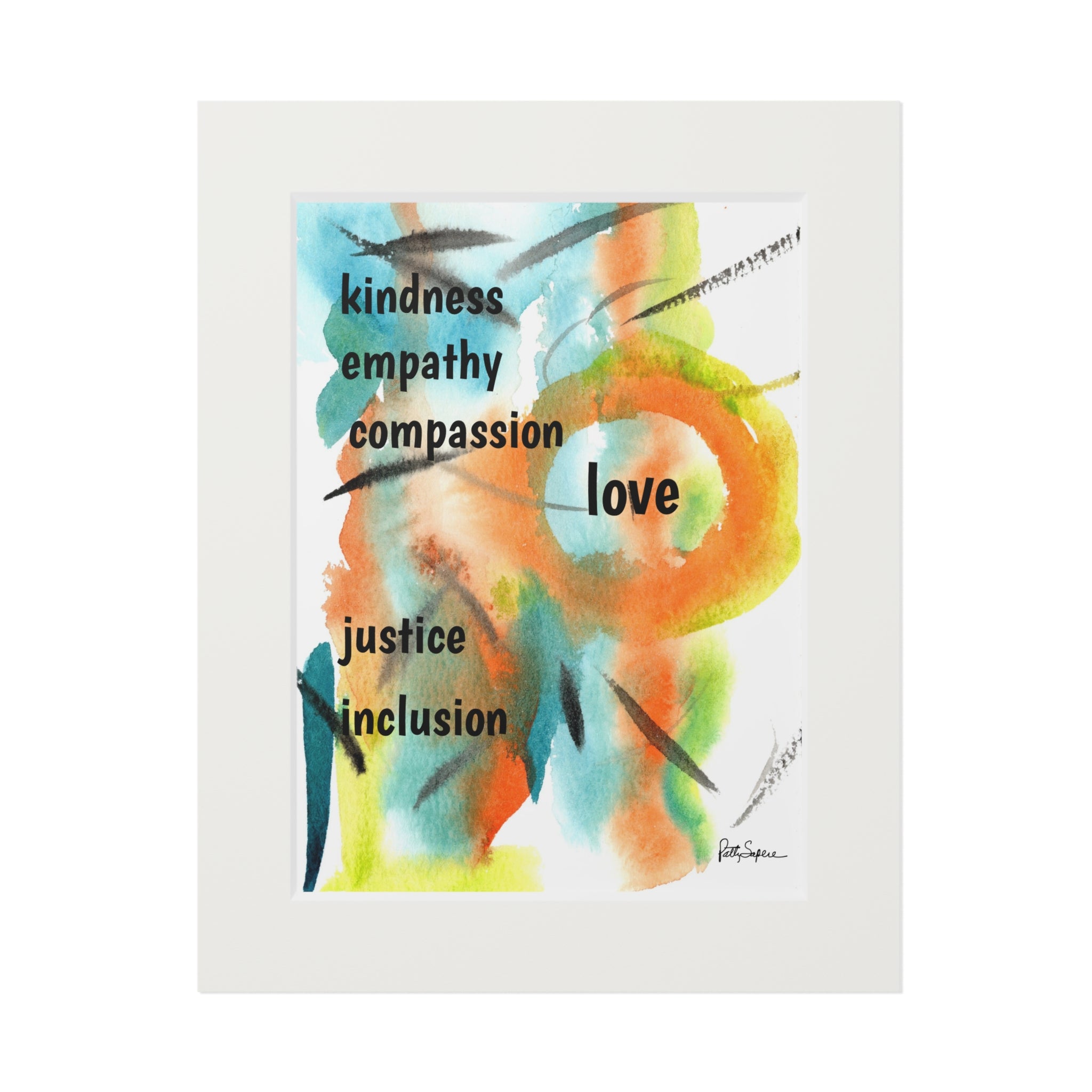 Fine Art Print — "Kindness Empathy Compassion Love" Abstract Passepartout
