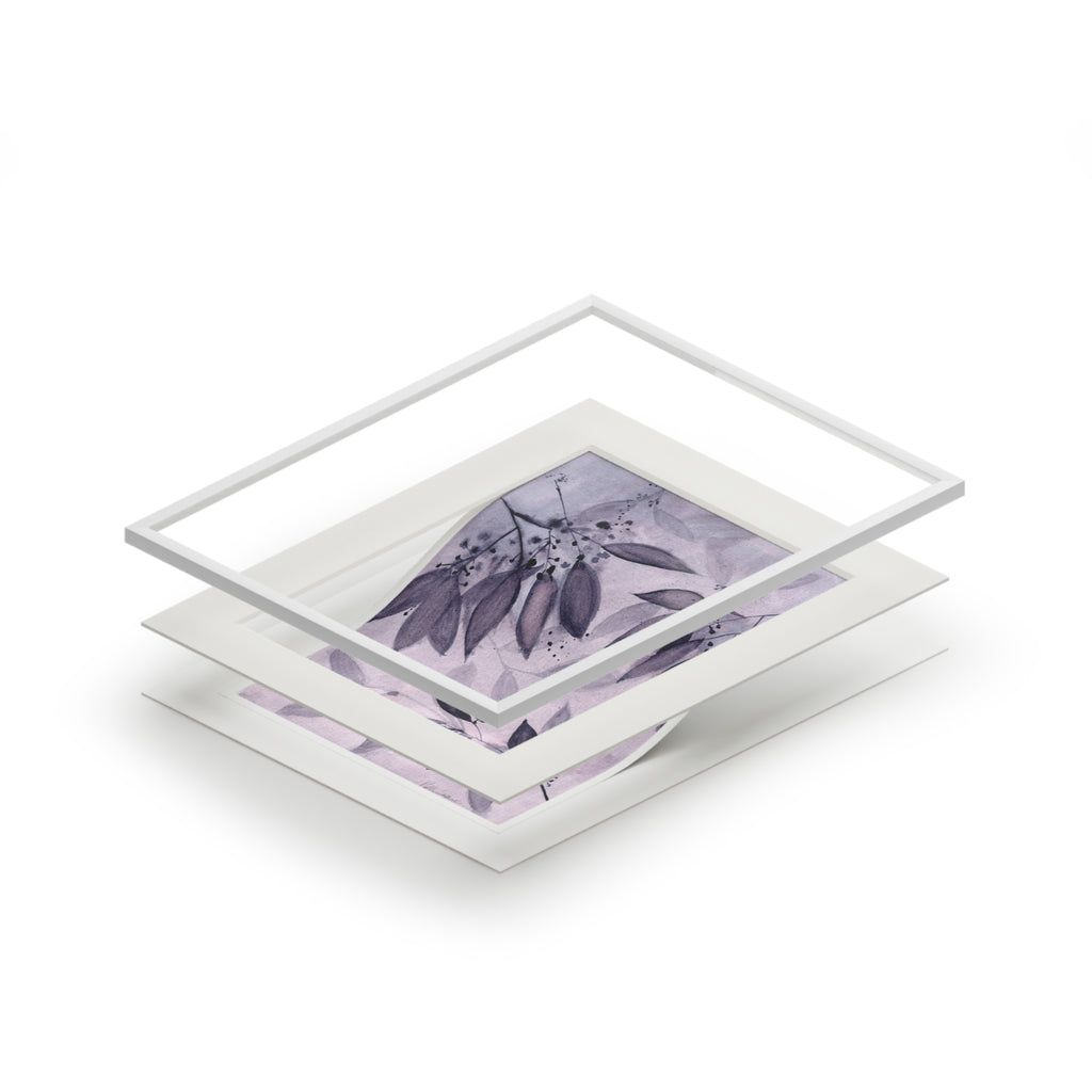 Midnight Leaves Watercolor Print (with mat)