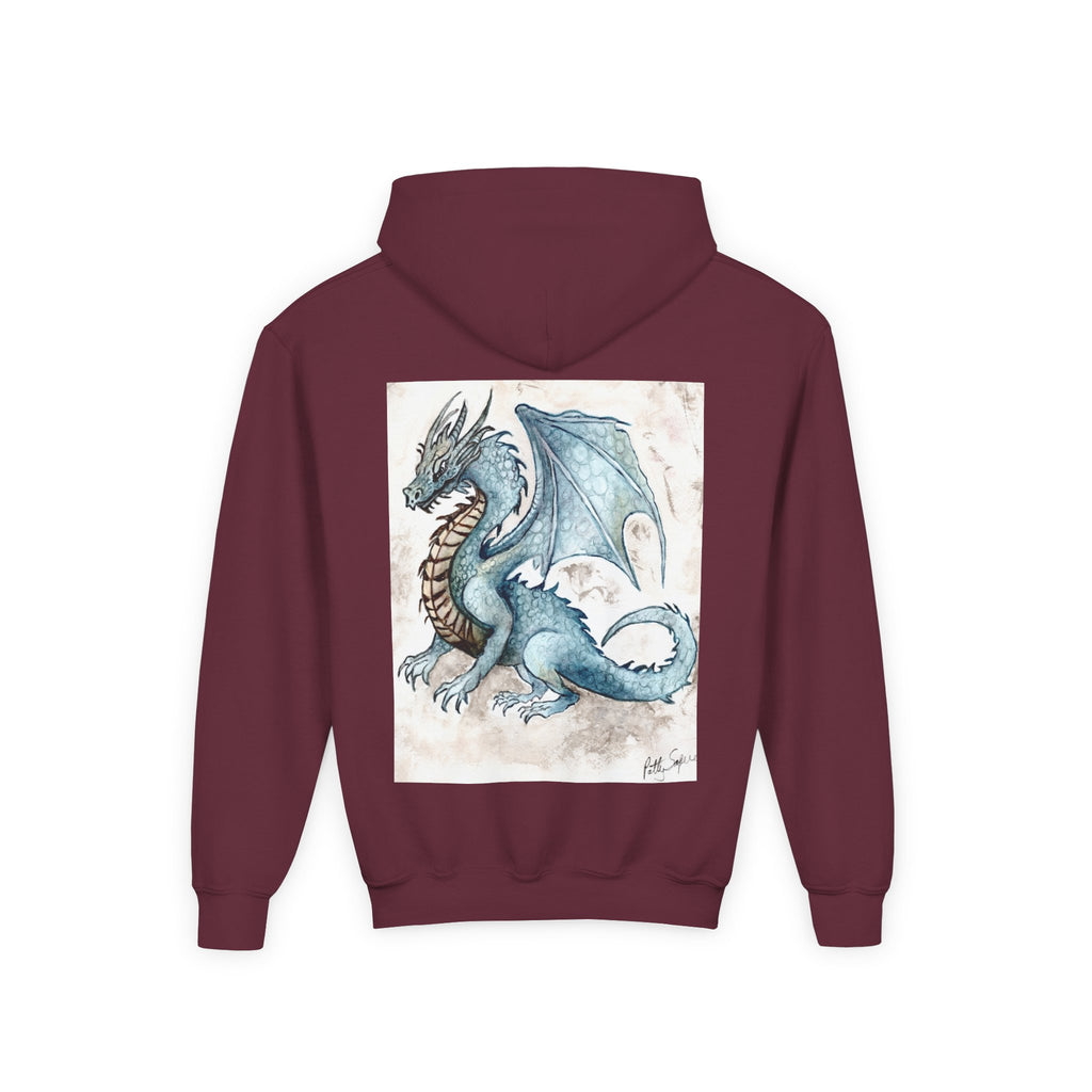 Blue Dragon Youth Hooded Sweatshirt – Fantasy Watercolor Art