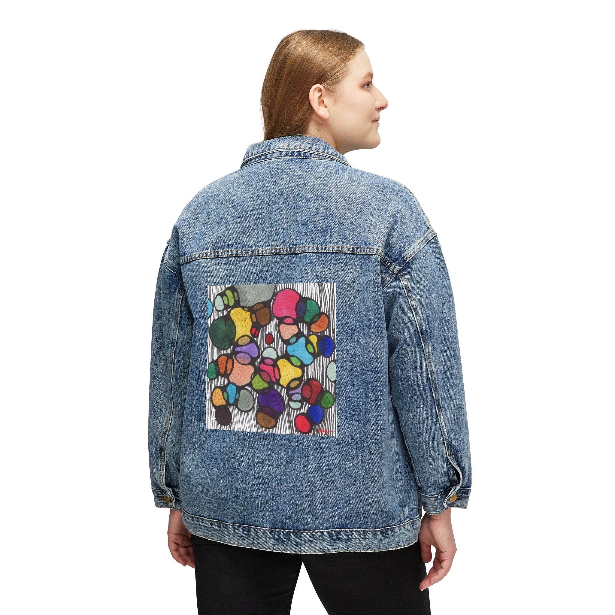 Stylish Women's Denim Jacket with Colorful Hand Design - Casual Chic Outerwear