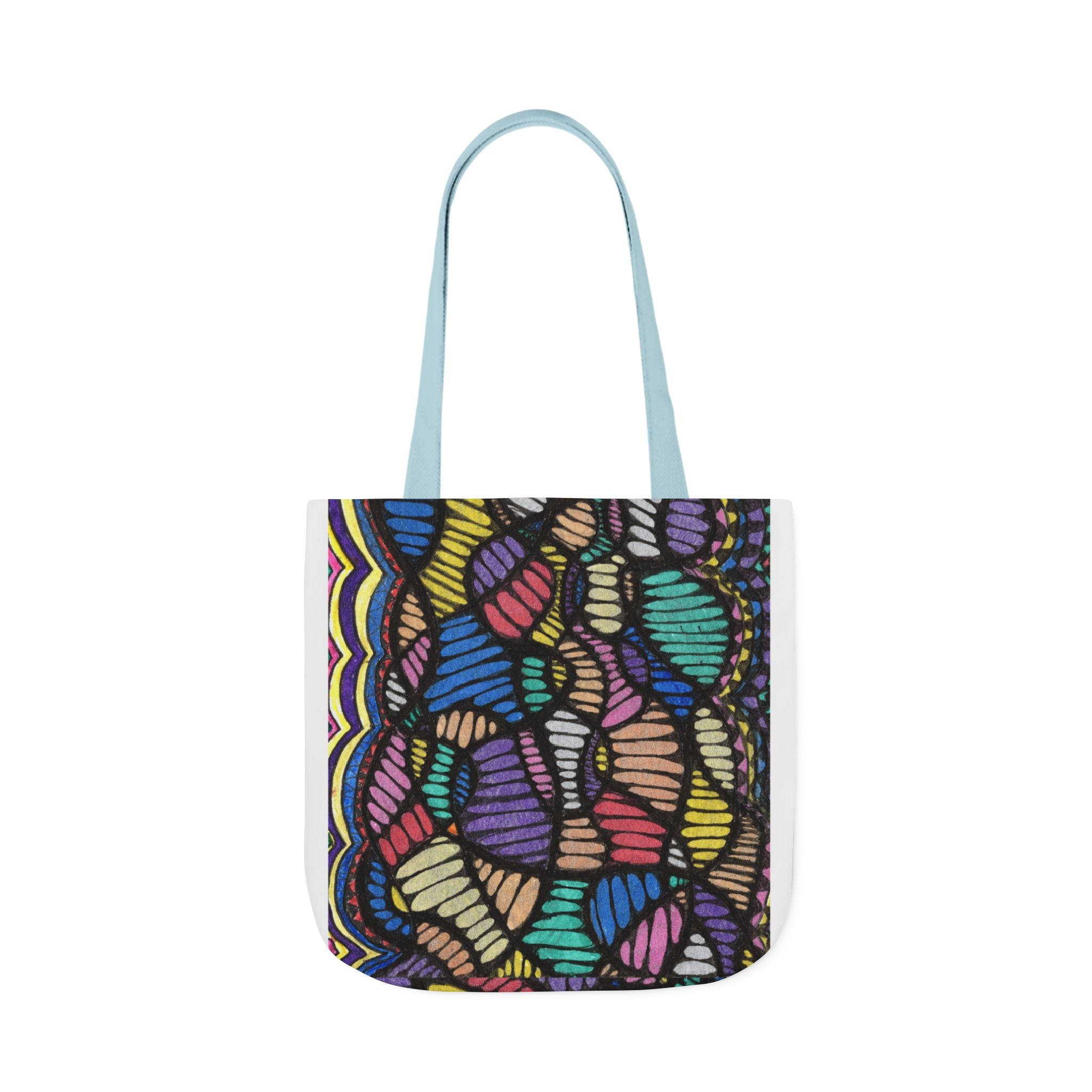 Vibrant Canvas Tote Bag with 5-Color Straps, Eco-Friendly Shopping Bag, Boho Beach Tote, Colorful Everyday Bag