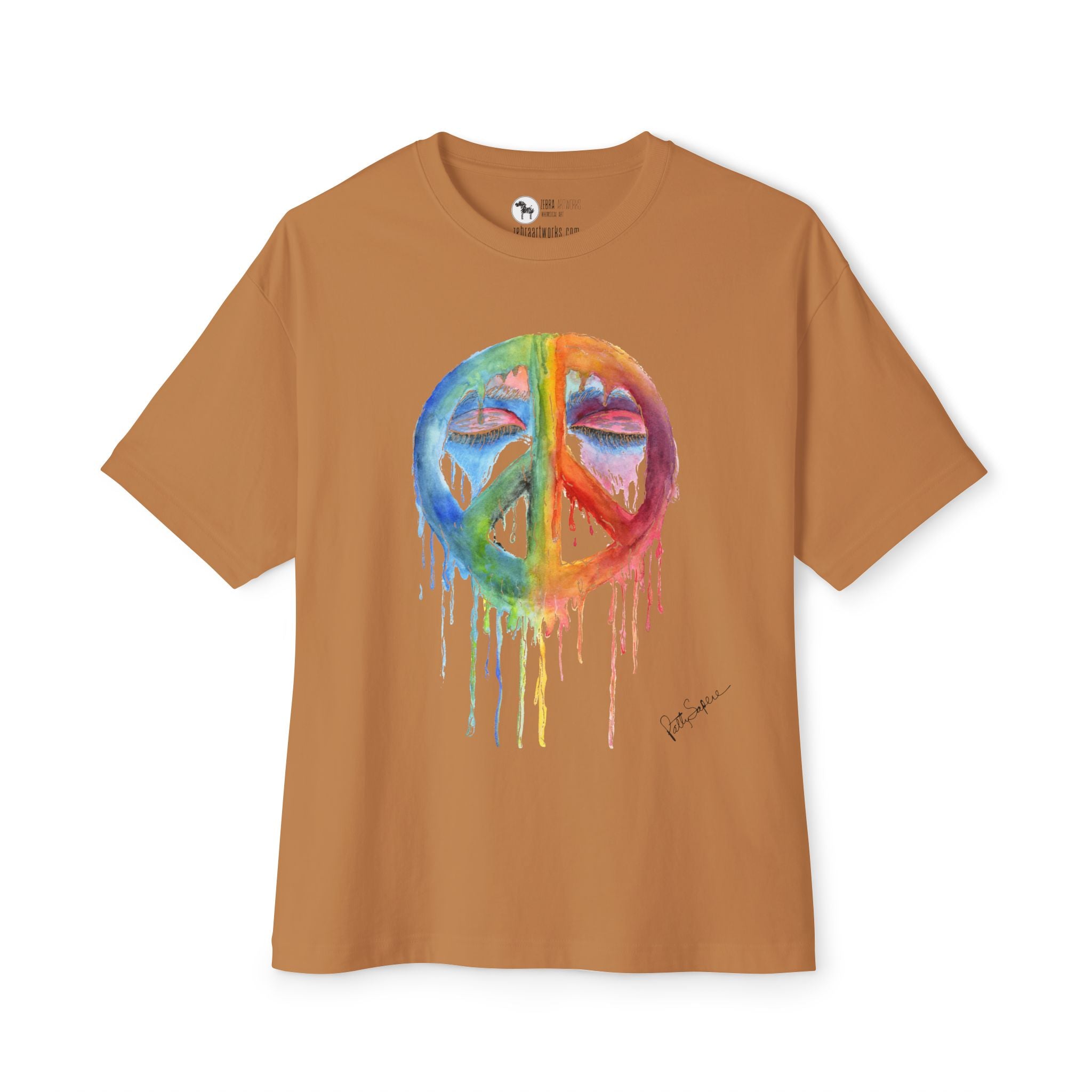 Peace Sign Watercolor Drip Tee — Rainbow Hippie Graphic T-Shirt