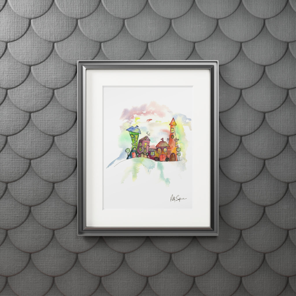 Colorful Cityscape Fine Art Print with Passepartout Frame