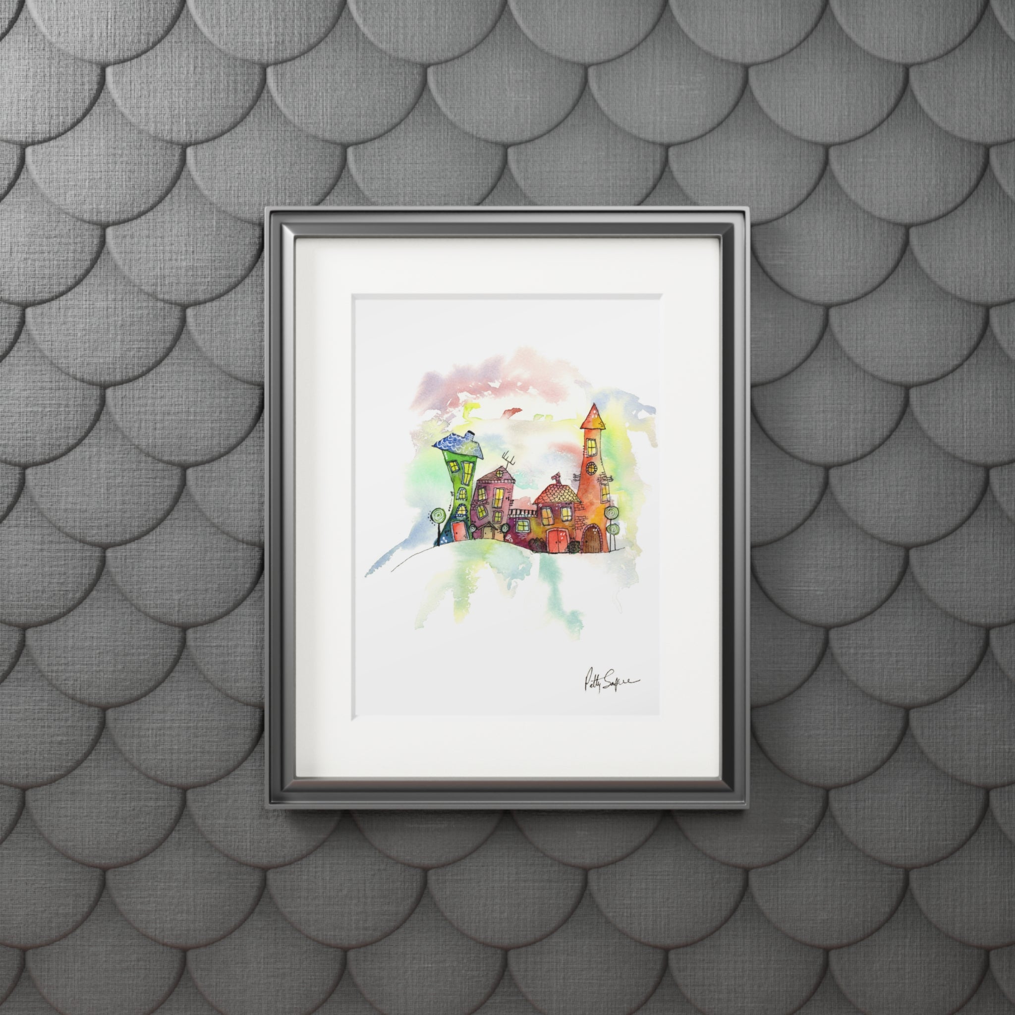 Colorful Cityscape Fine Art Print with Passepartout Frame