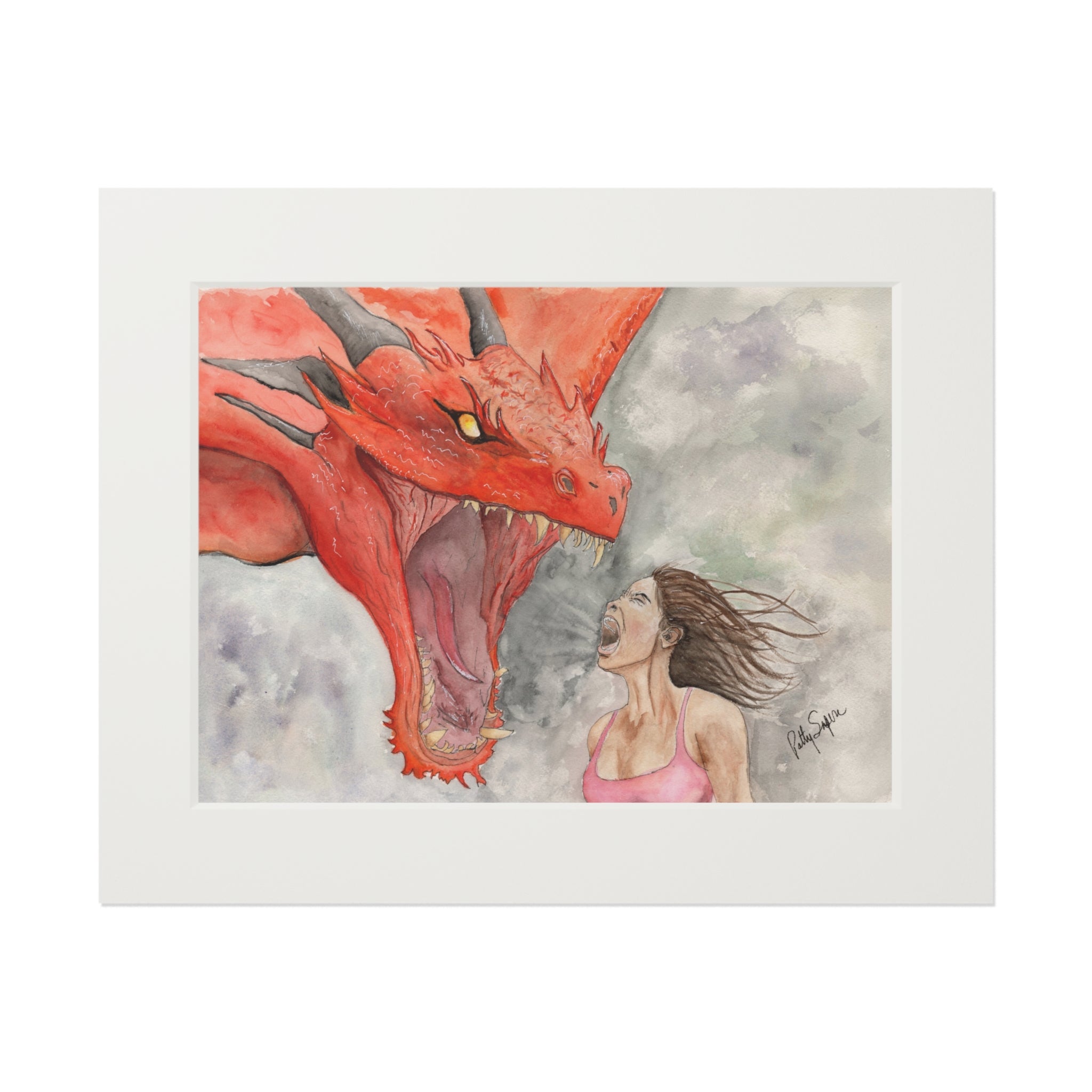 Fiery Dragon vs. Brave Hero Fine Art Prints - Framed Artwork for Fantasy Lovers