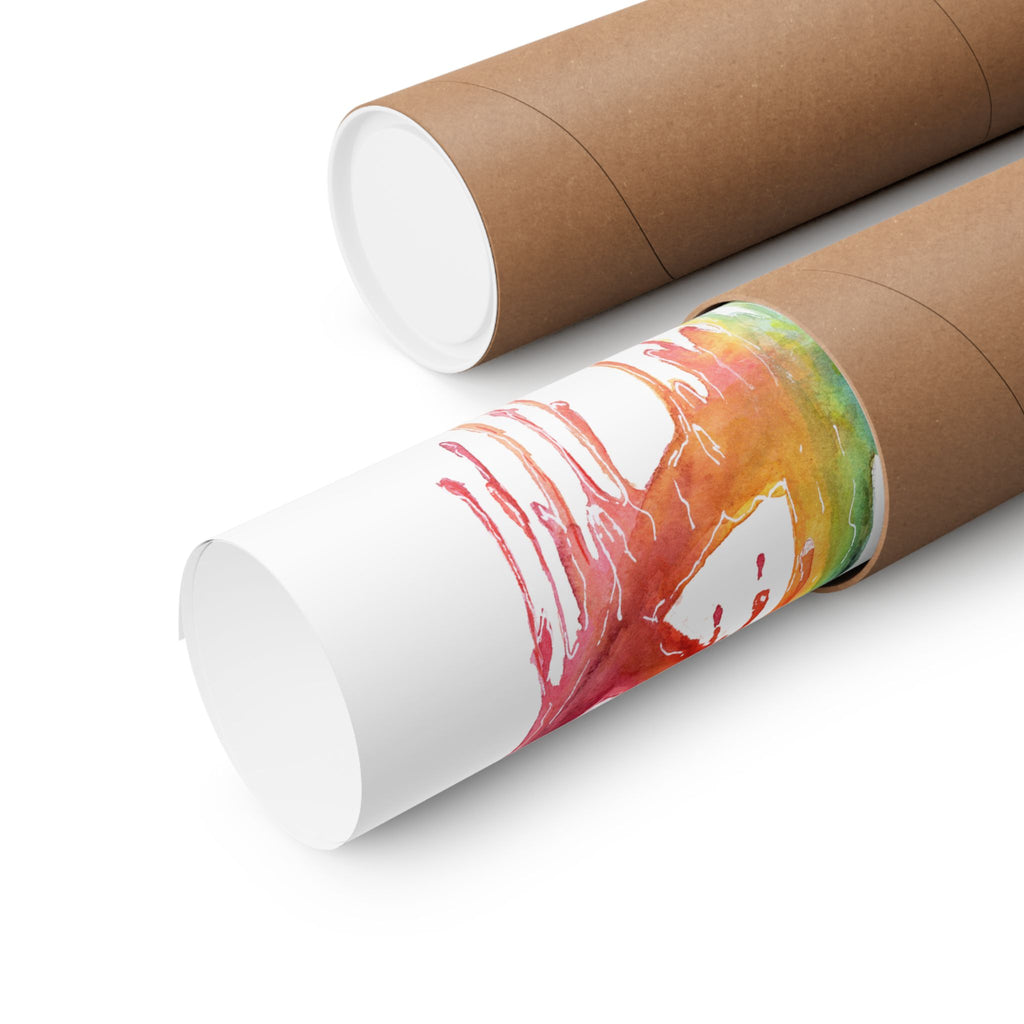 Peace Sign Watercolor Poster — Rainbow Drip Matte Vertical Art Print